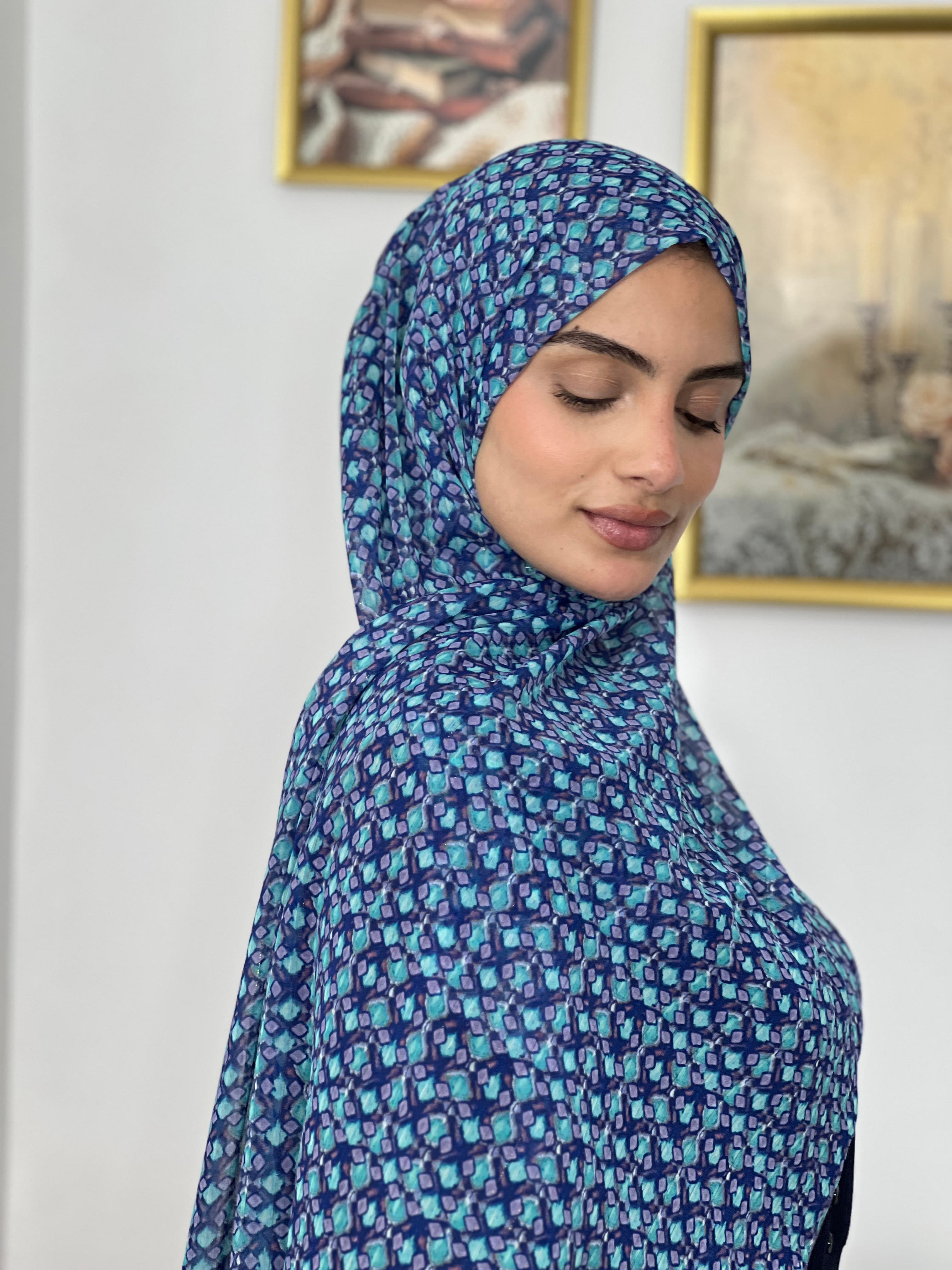 Allurina scarf - "Aqua Mosaic"