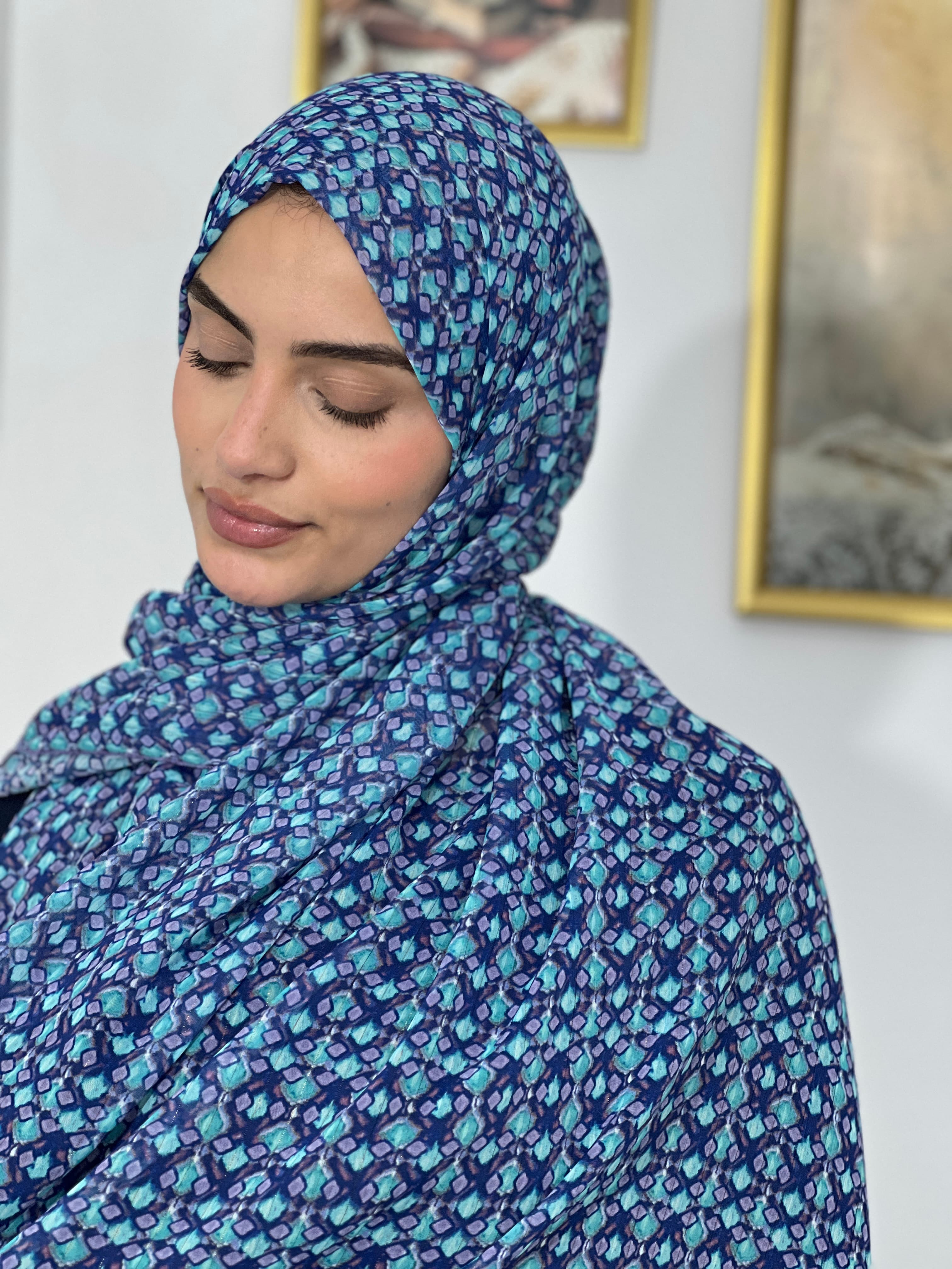 Allurina scarf - "Aqua Mosaic"
