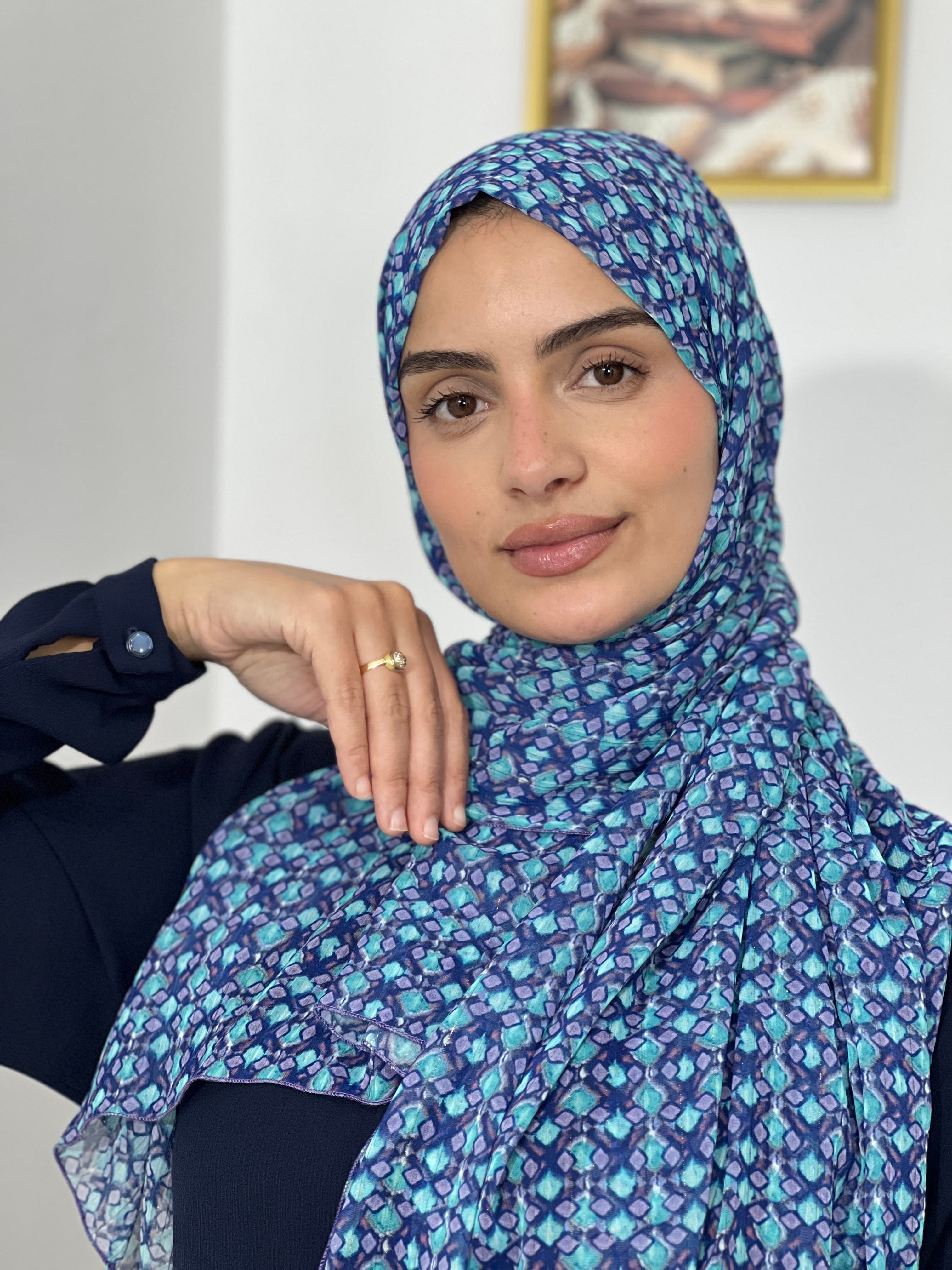 Allurina scarf - "Aqua Mosaic"