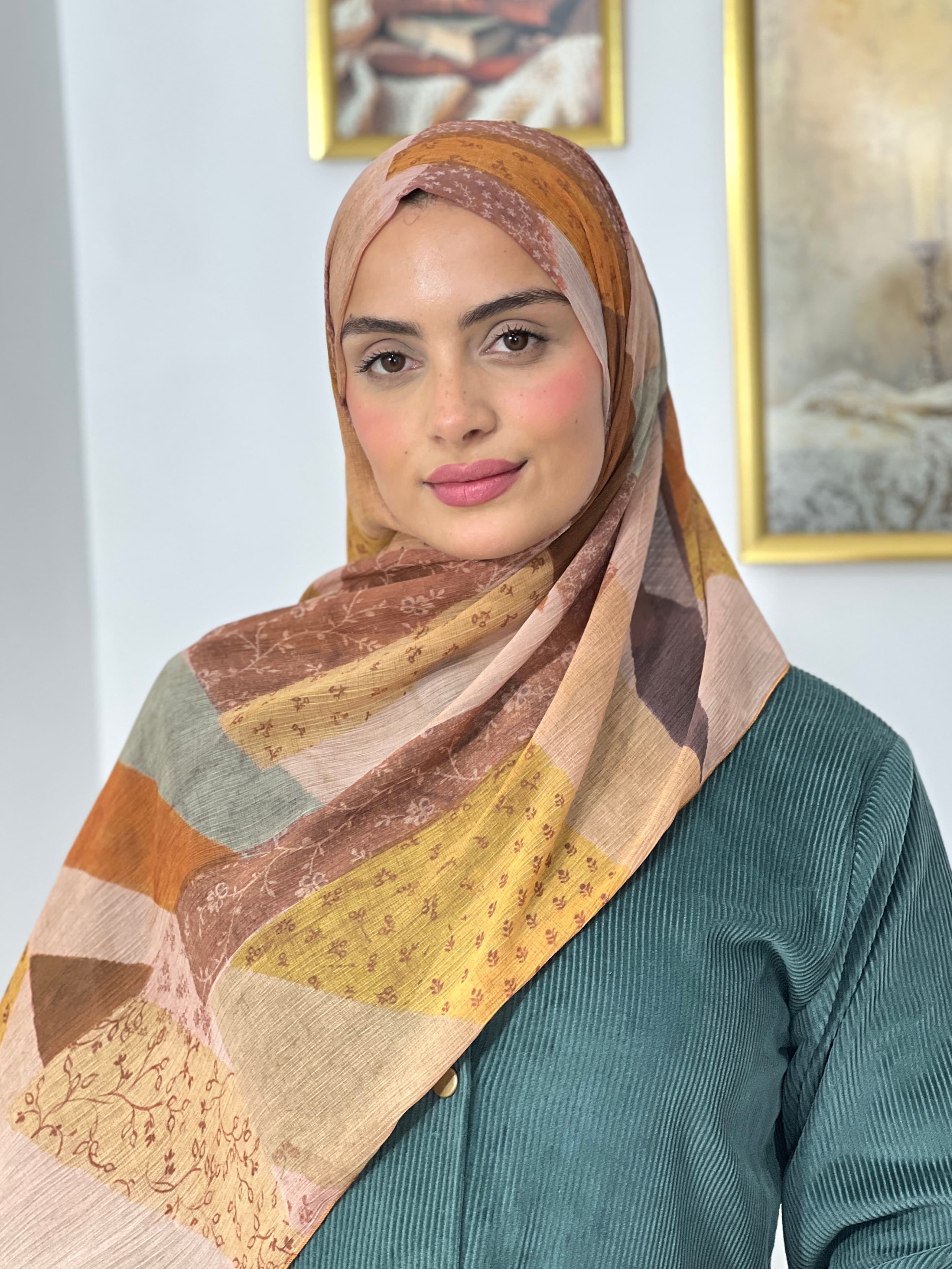 Allurina scarf - "Terracotta Patchwork"