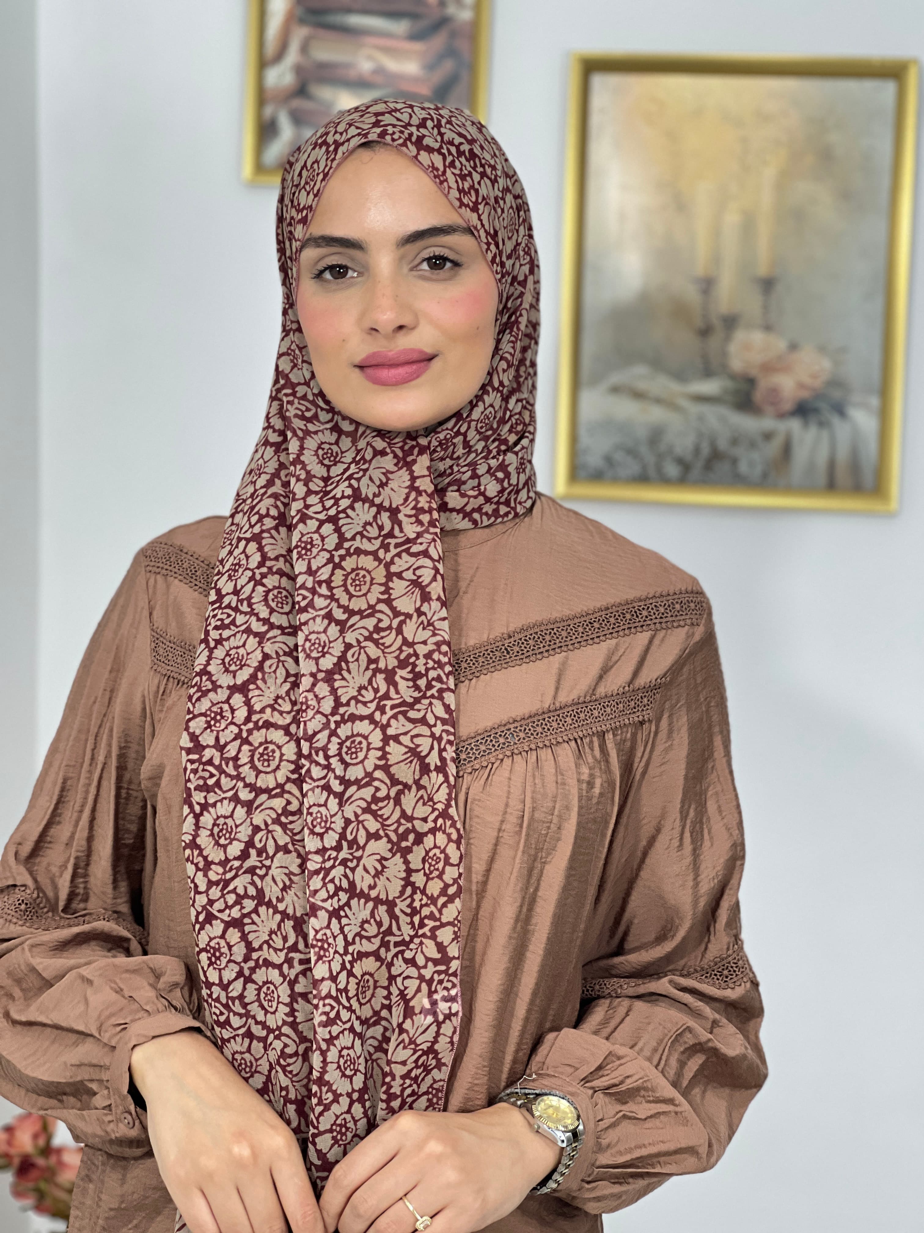 Allurina scarf - "Pétales de Grenat"