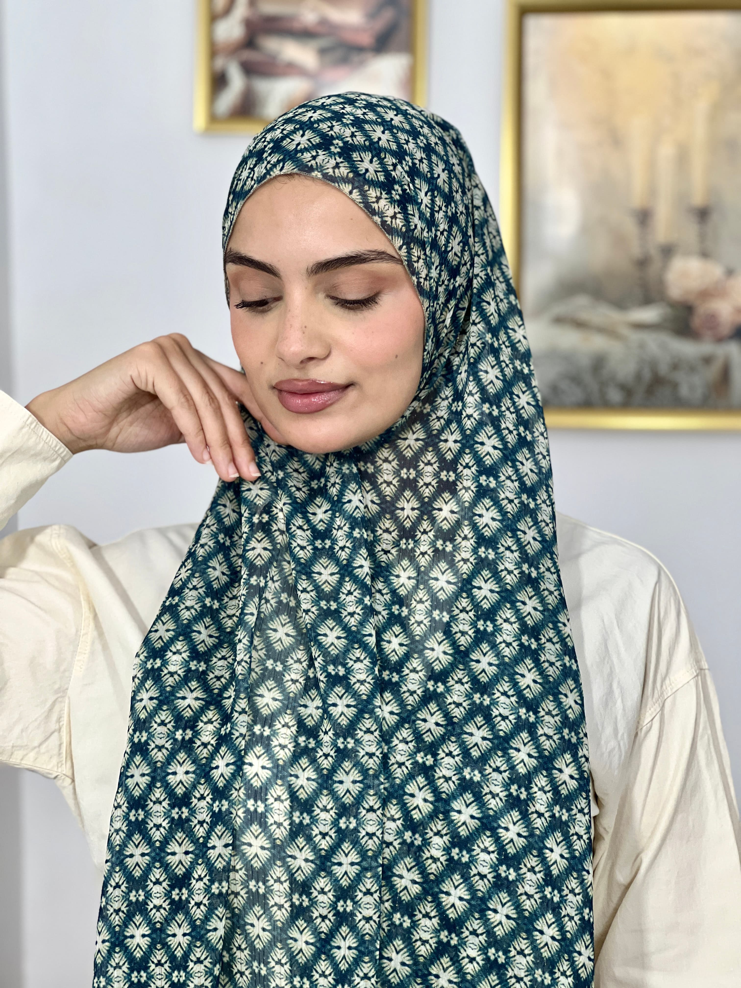 Allurina scarf - "Navy Diamond"
