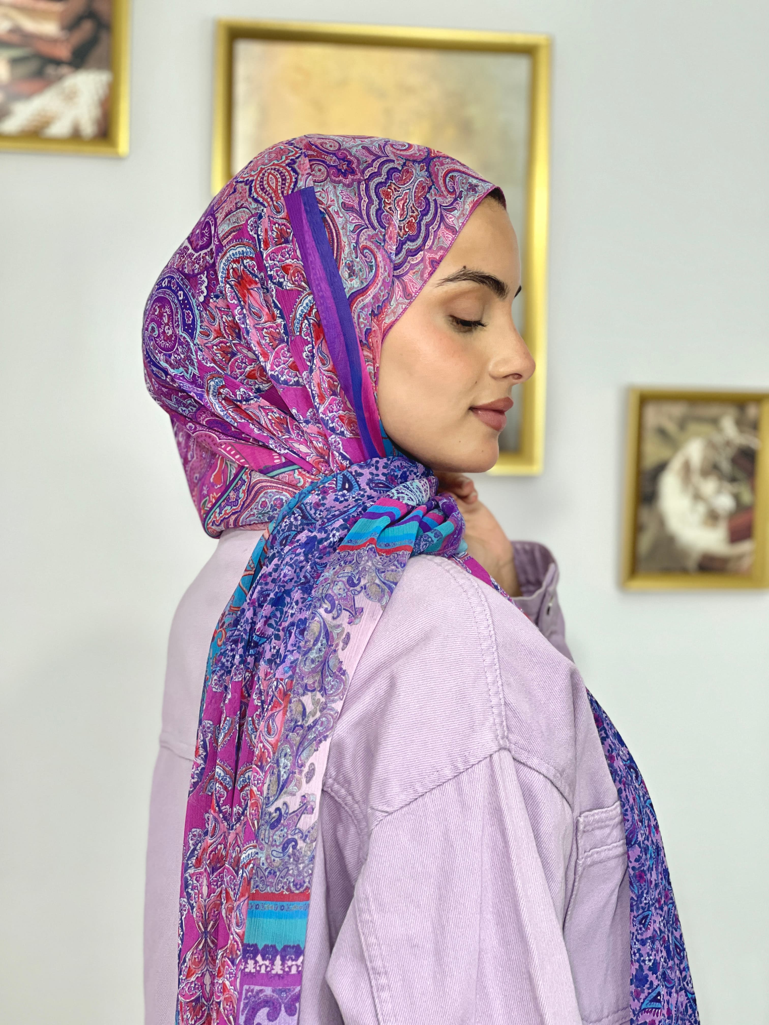 Allurina scarf - "Amethyst Paisley"