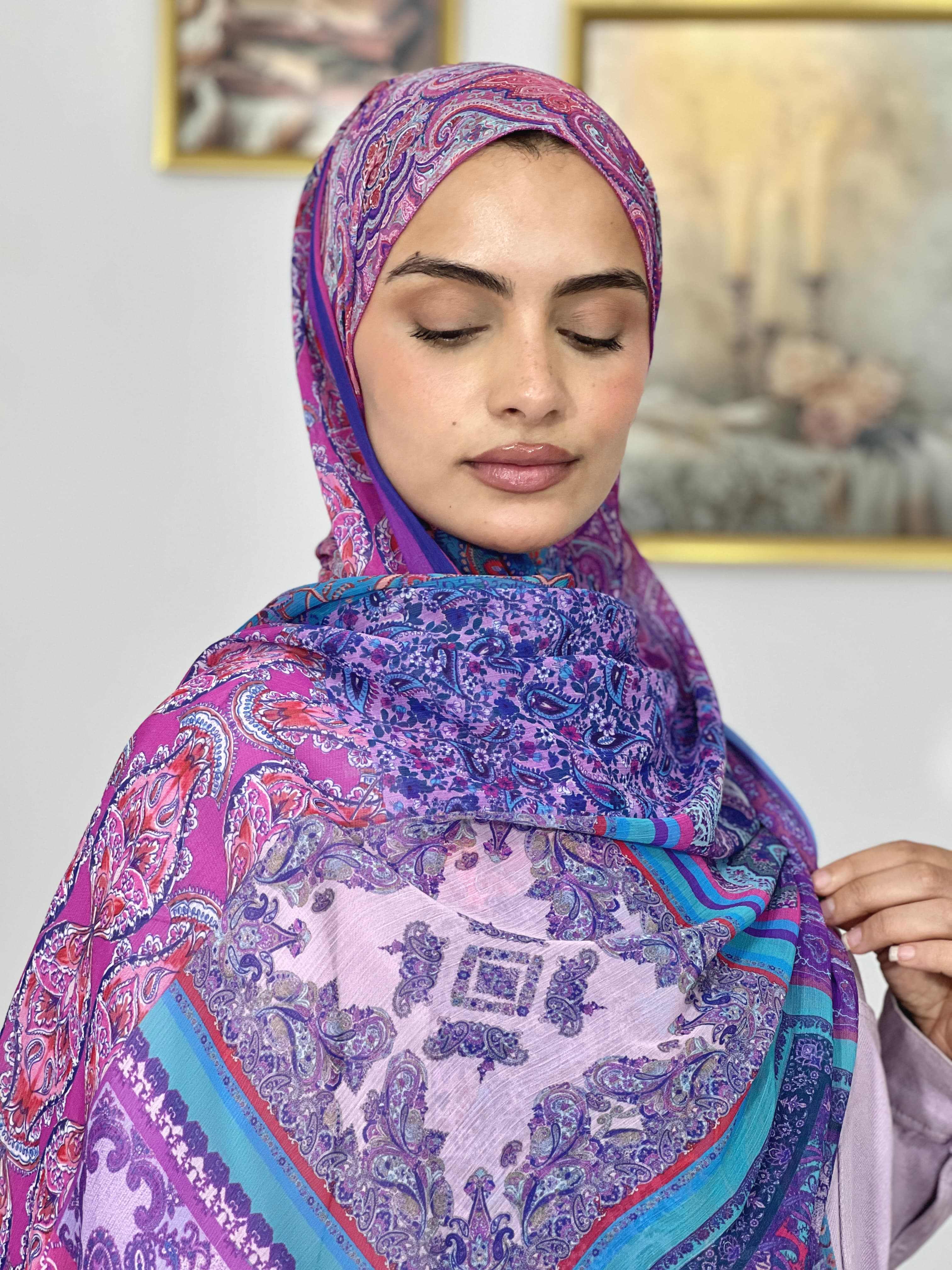 Allurina scarf - "Amethyst Paisley"