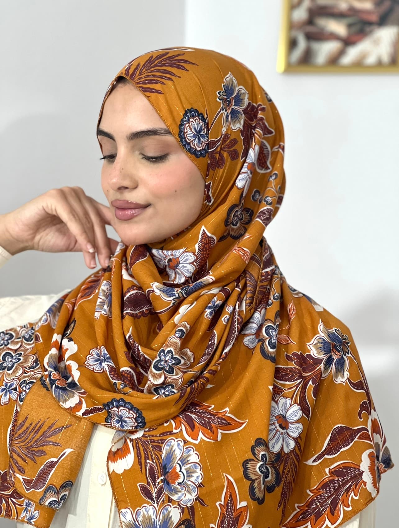 Allurina scarf - "Saffron Bloom"
