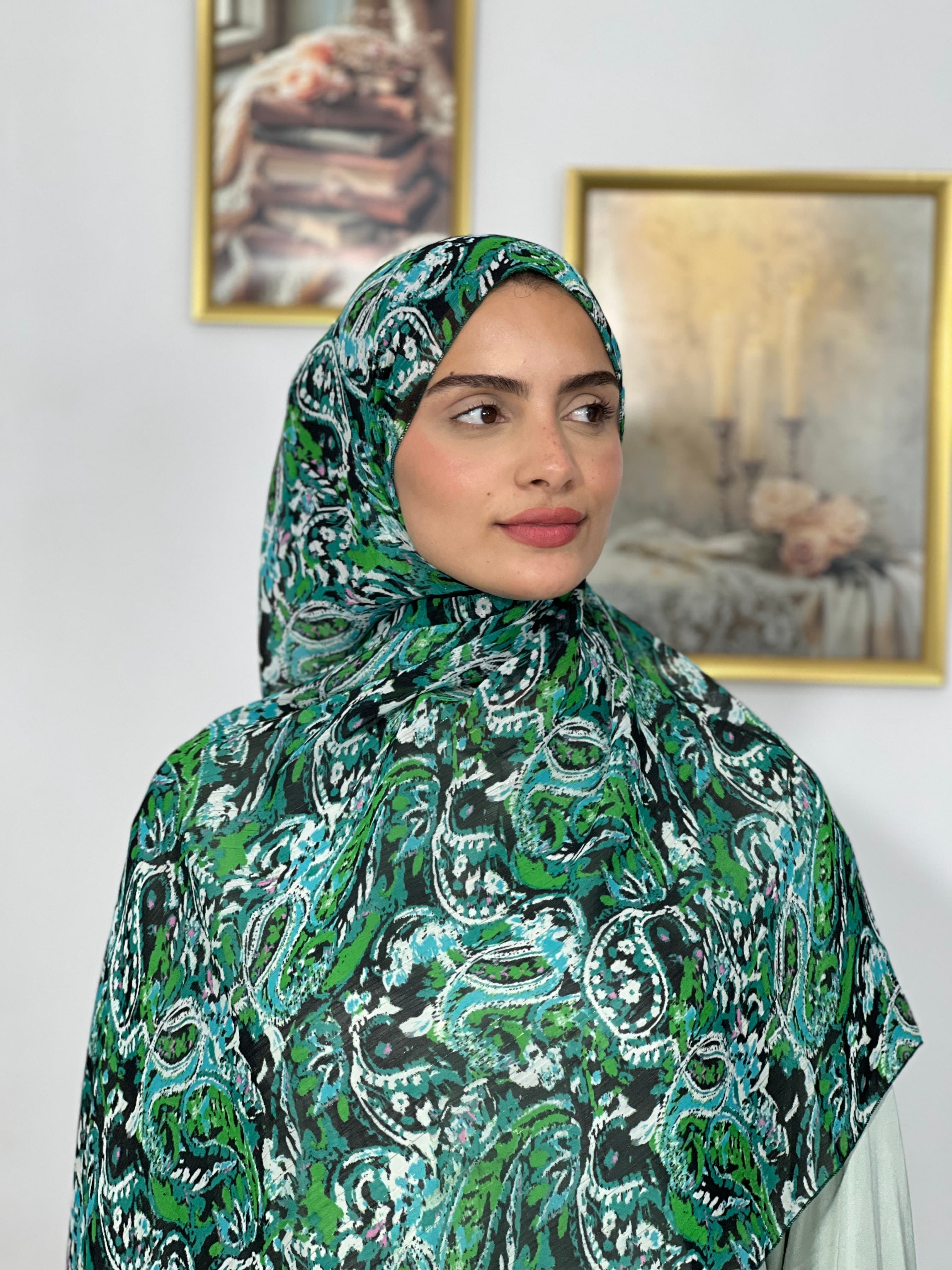 Allurina scarf - "Green Ikat"