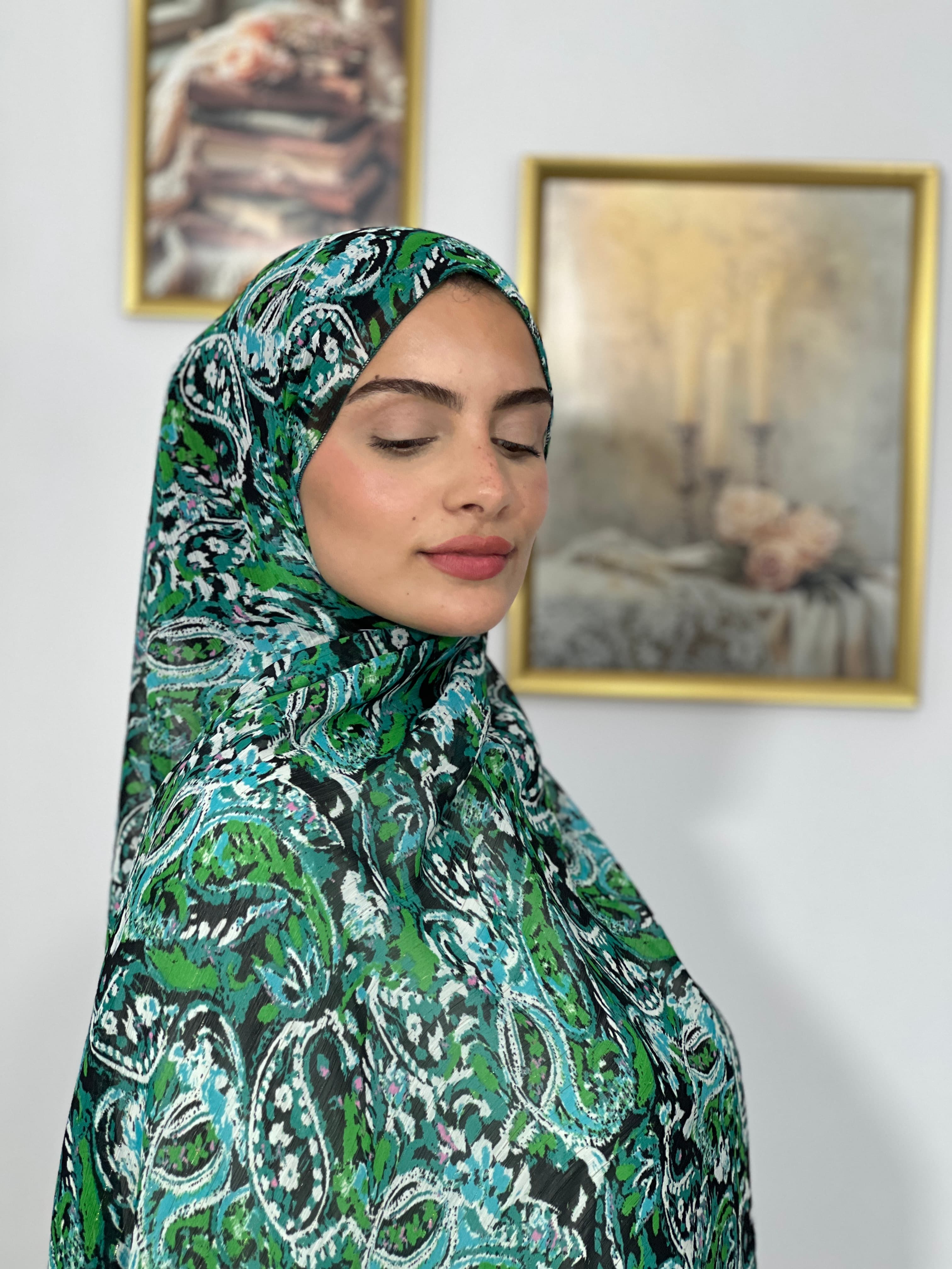 Allurina scarf - "Green Ikat"