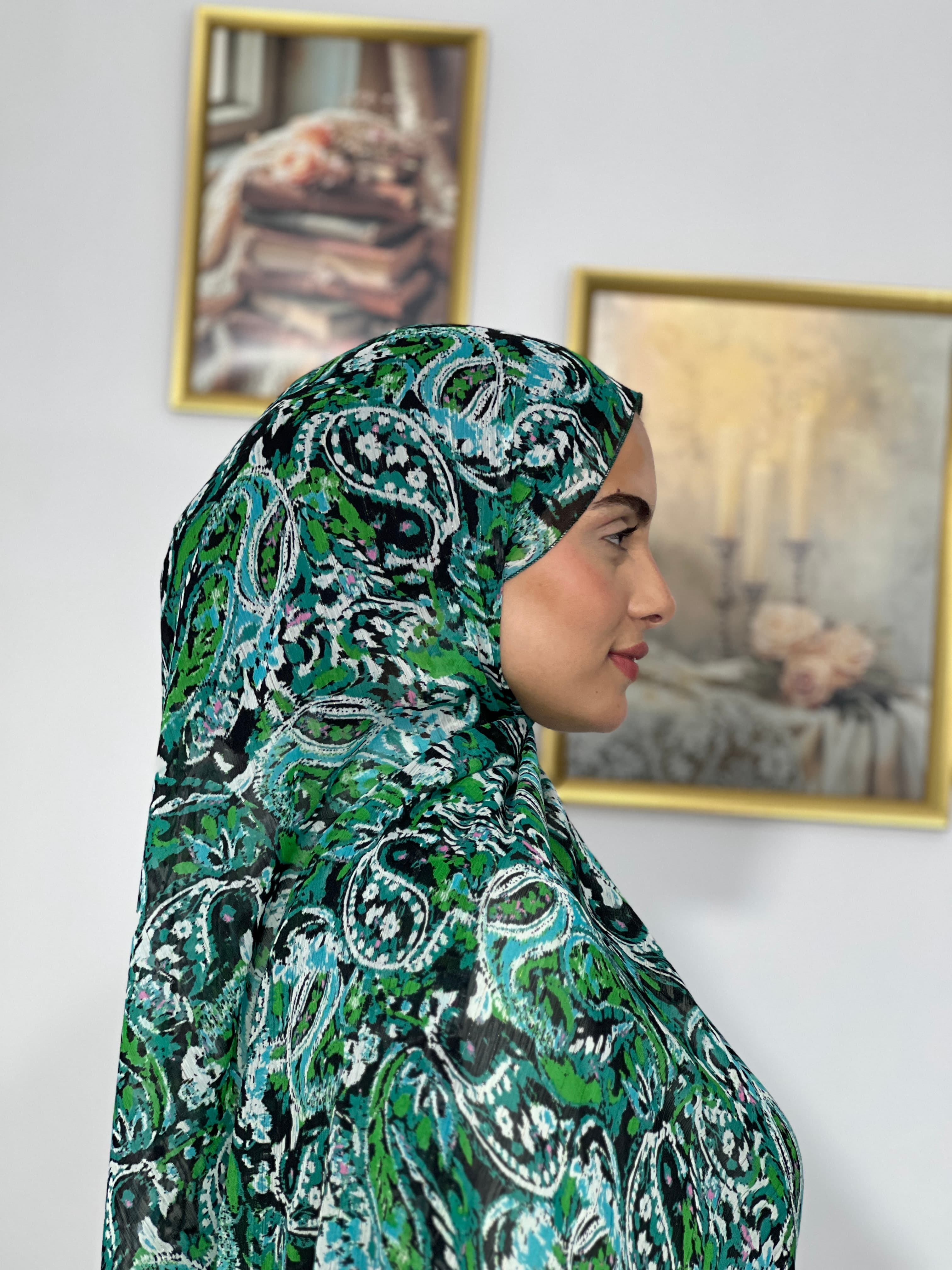 Allurina scarf - "Green Ikat"