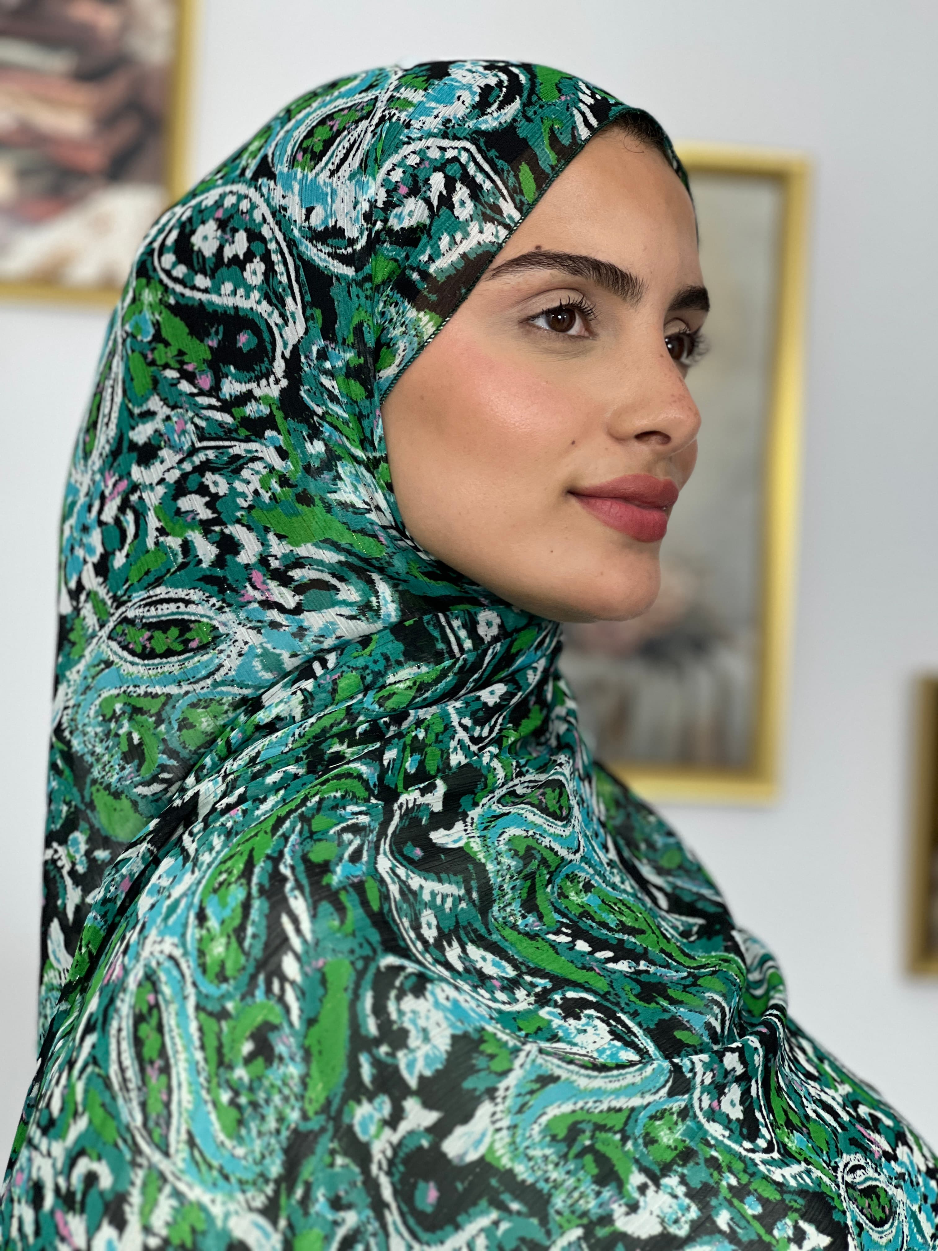 Allurina scarf - "Green Ikat"