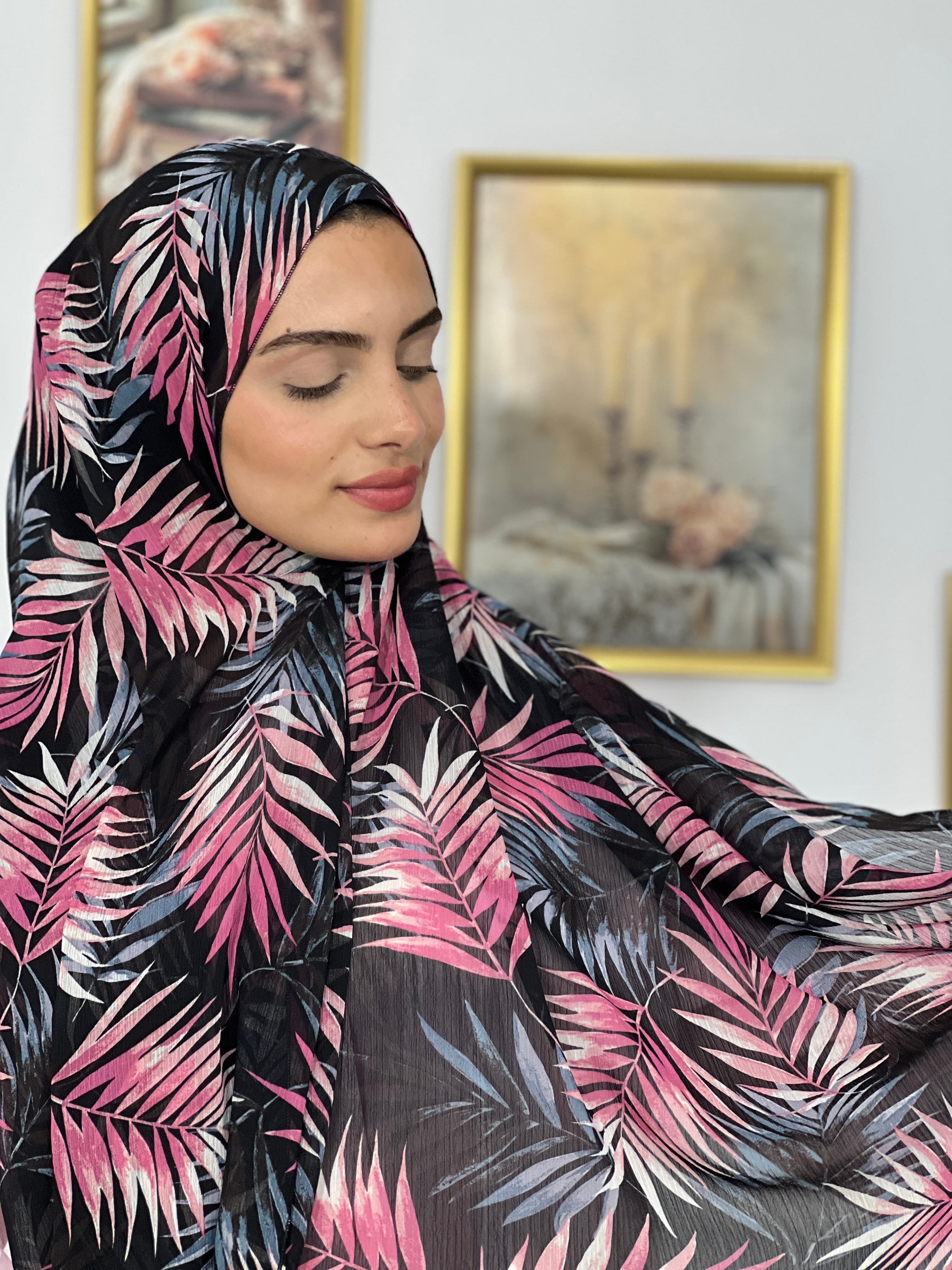 Allurina scarf - "Pink Palm"