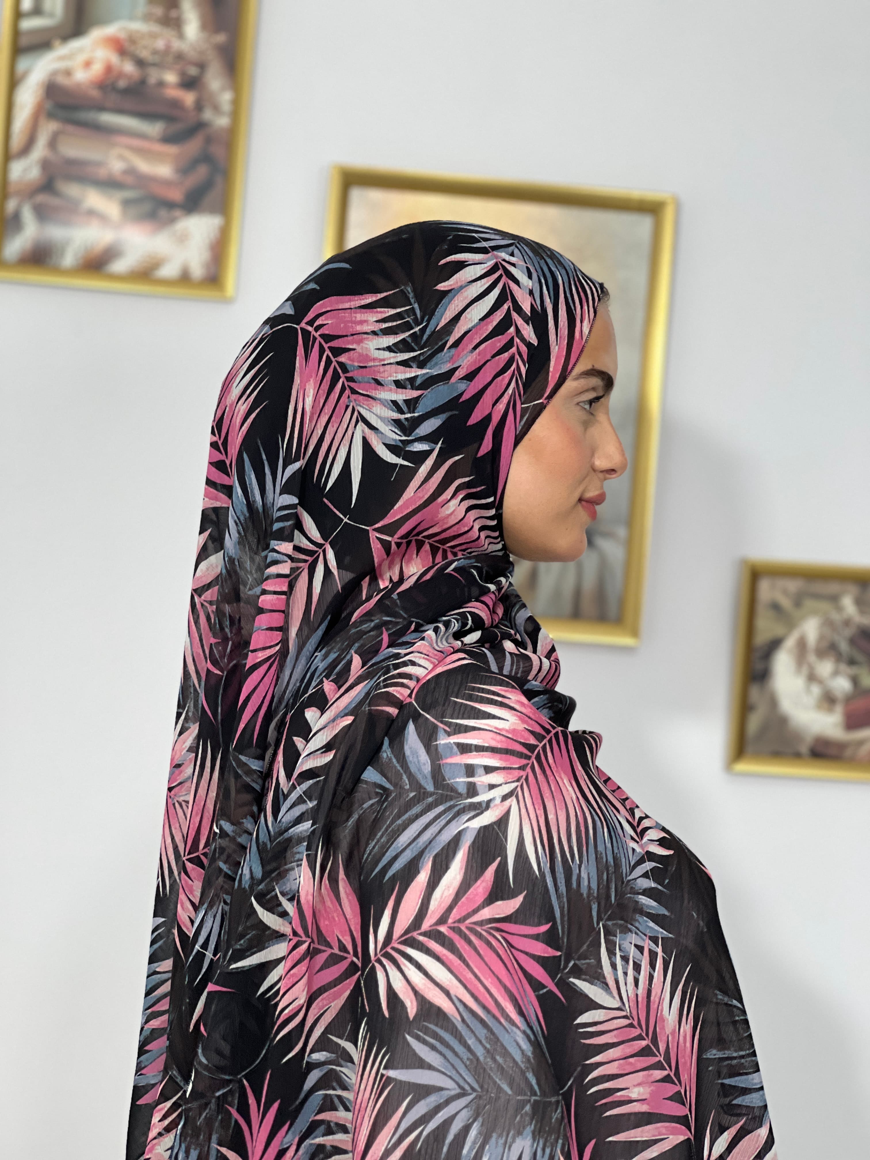 Allurina scarf - "Pink Palm"