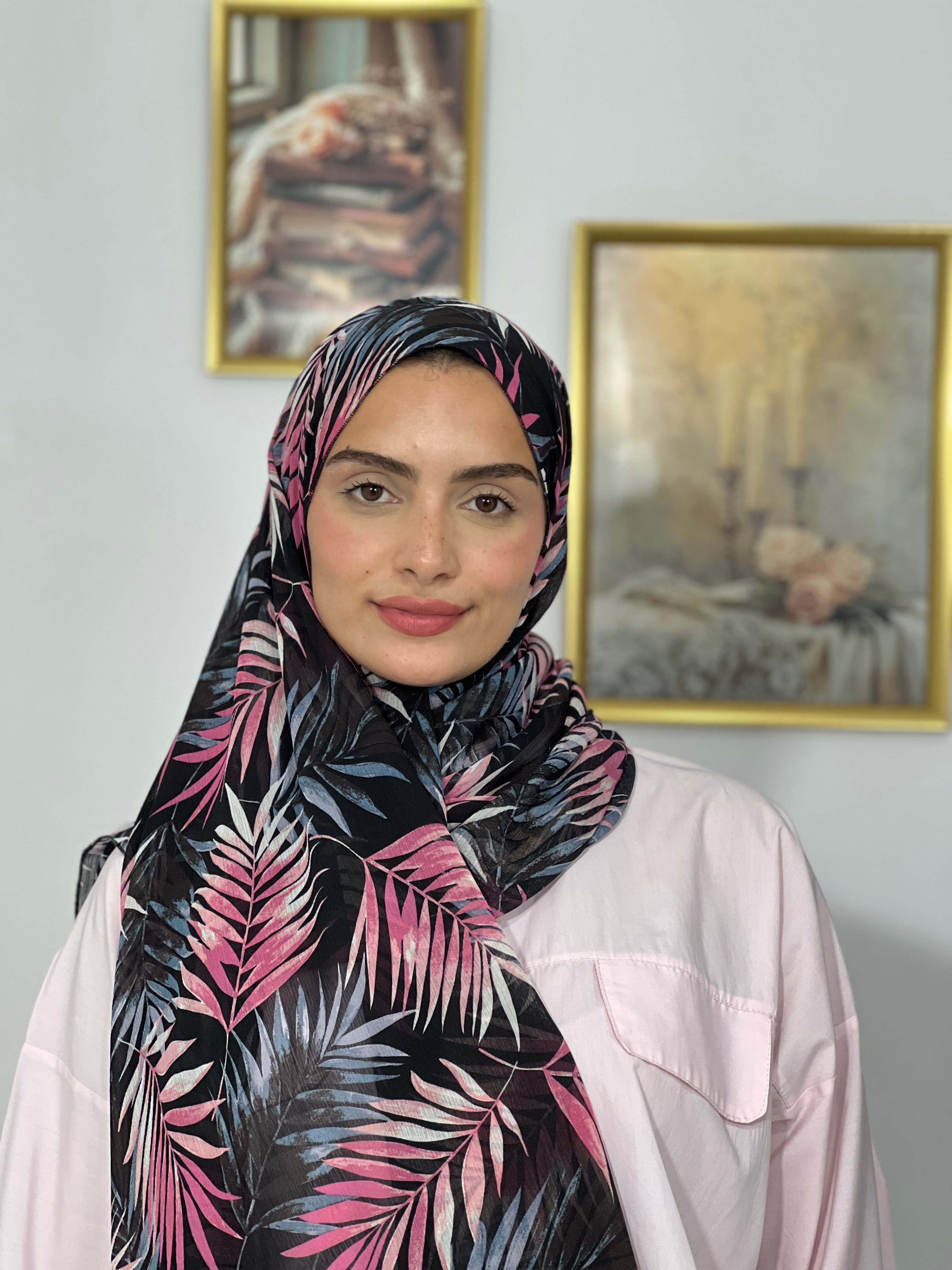 Allurina scarf - "Pink Palm"