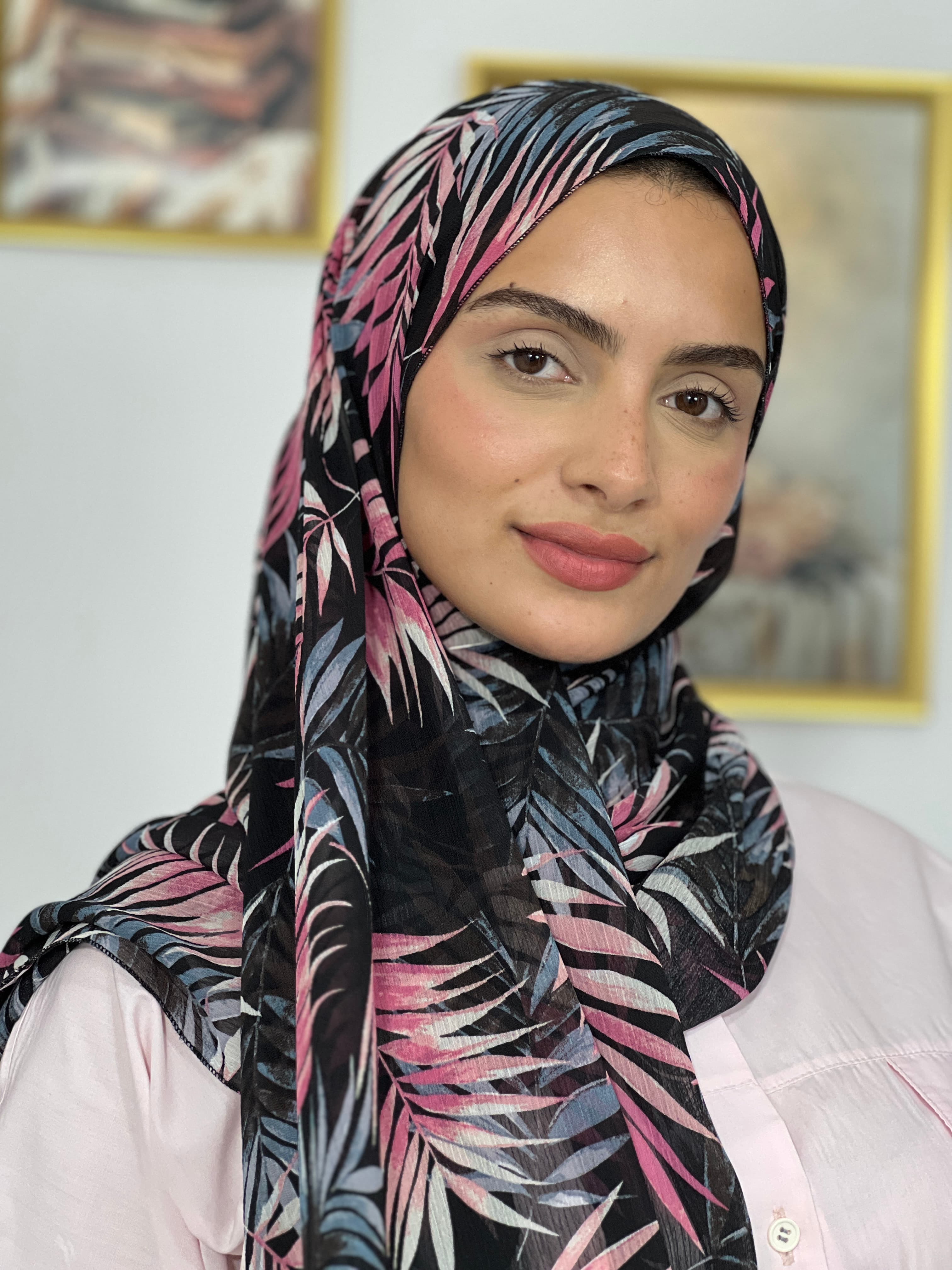 Allurina scarf - "Pink Palm"