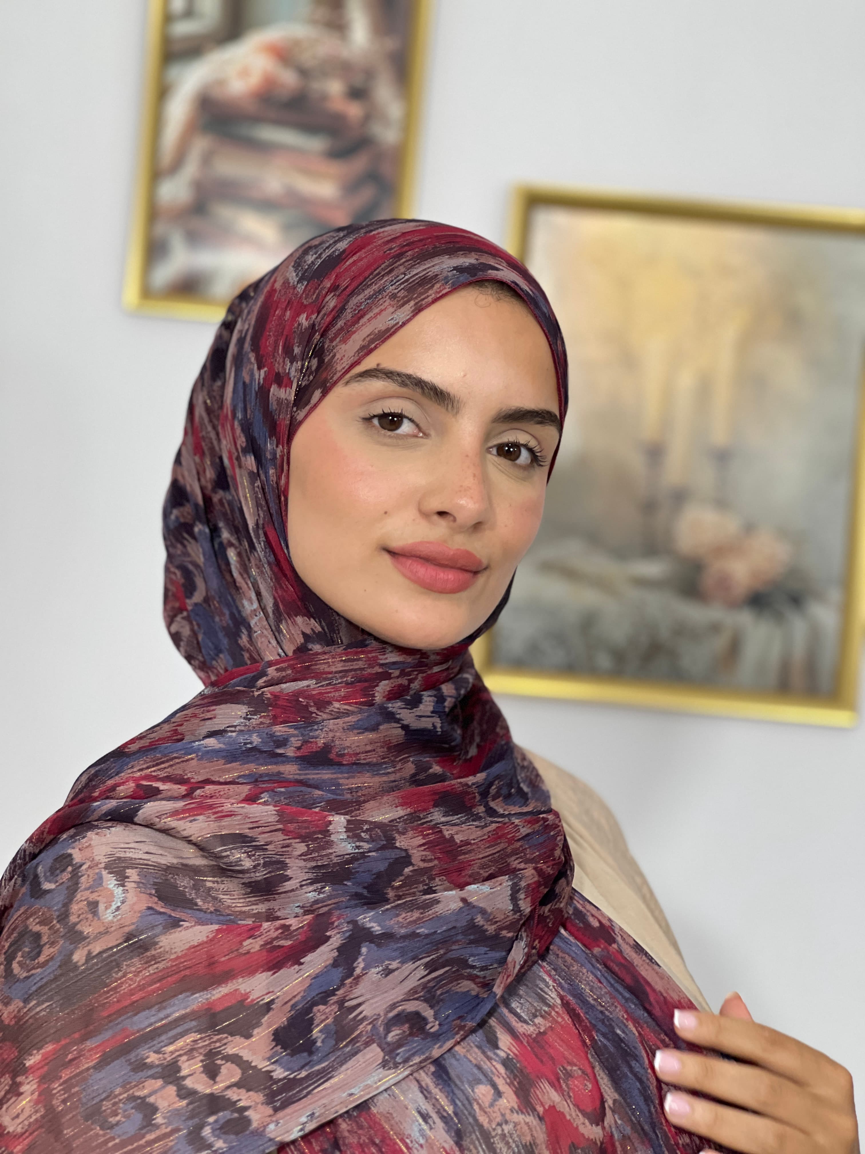 Allurina scarf - "Burgundy Ikat"