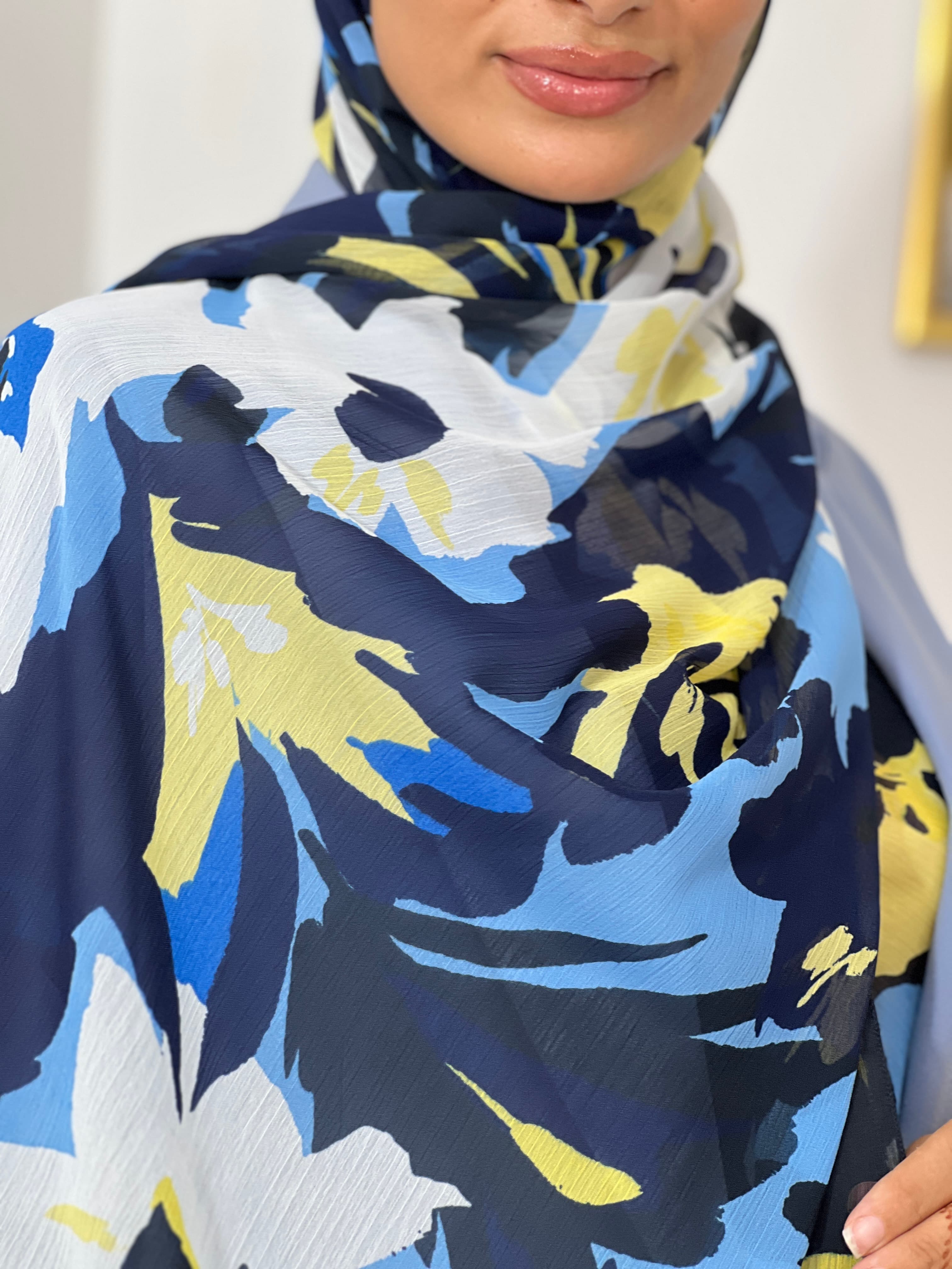 Allurina scarf - "Cobalt Leaves"