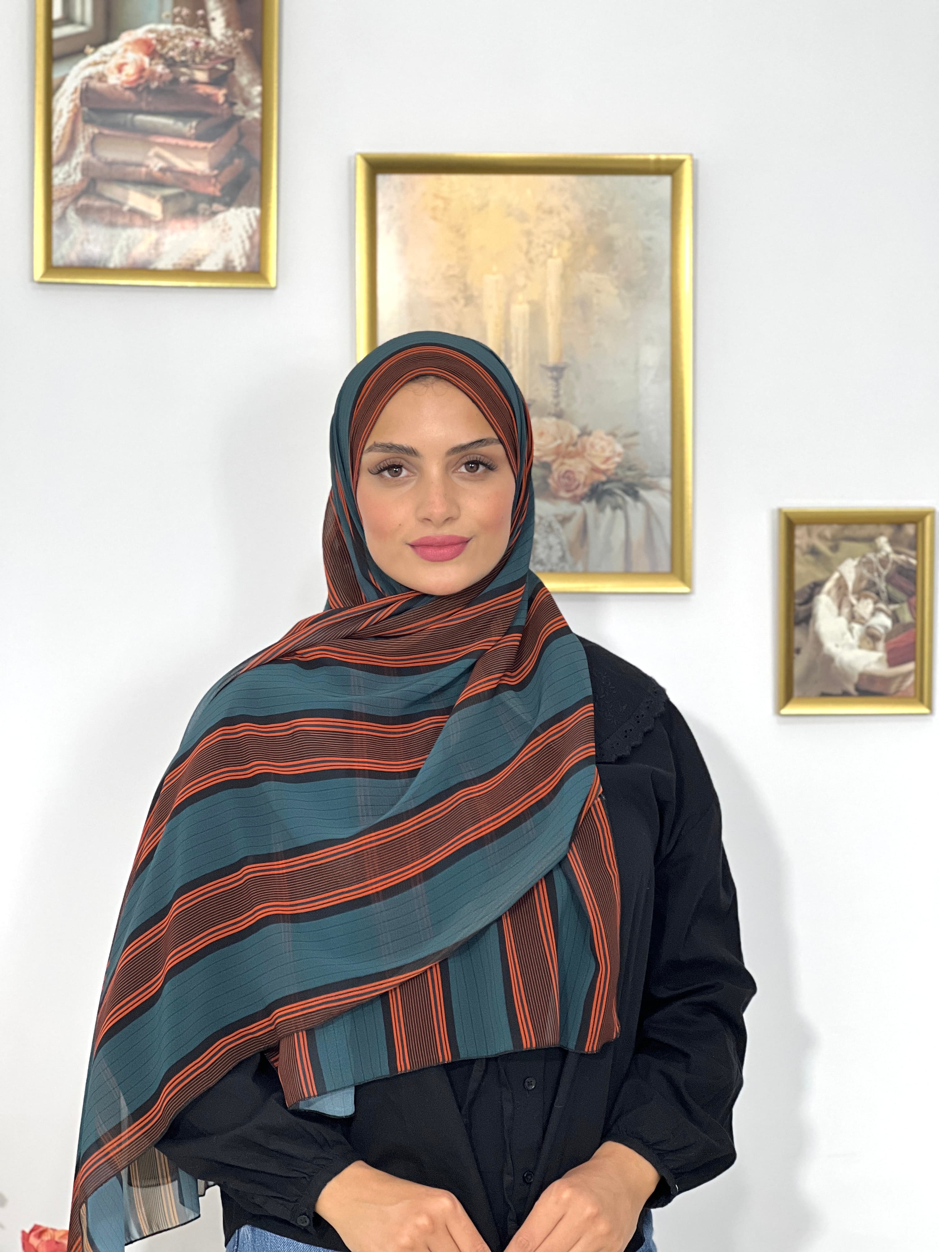 Allurina scarf - "Emerald Stripes"