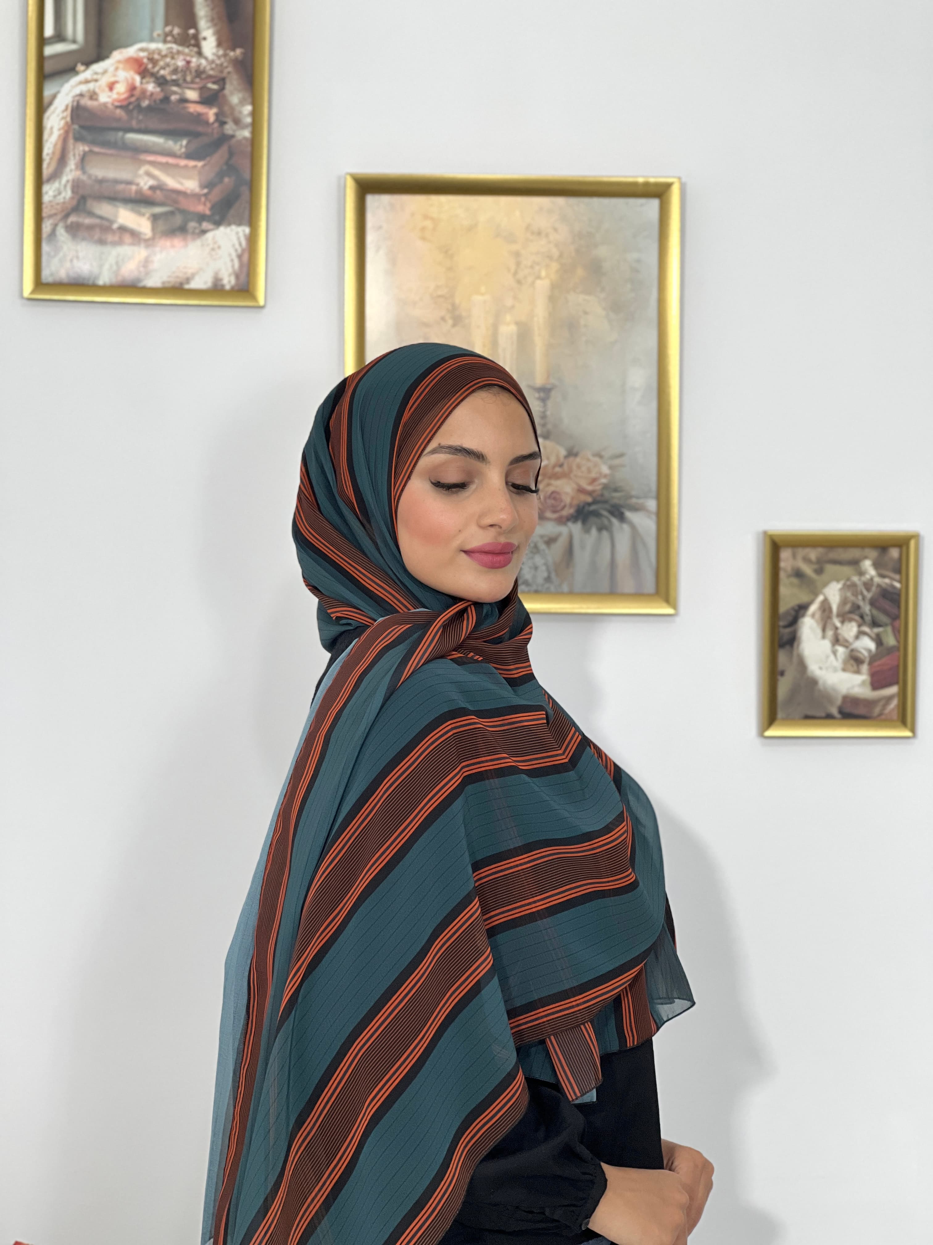 Allurina scarf - "Emerald Stripes"