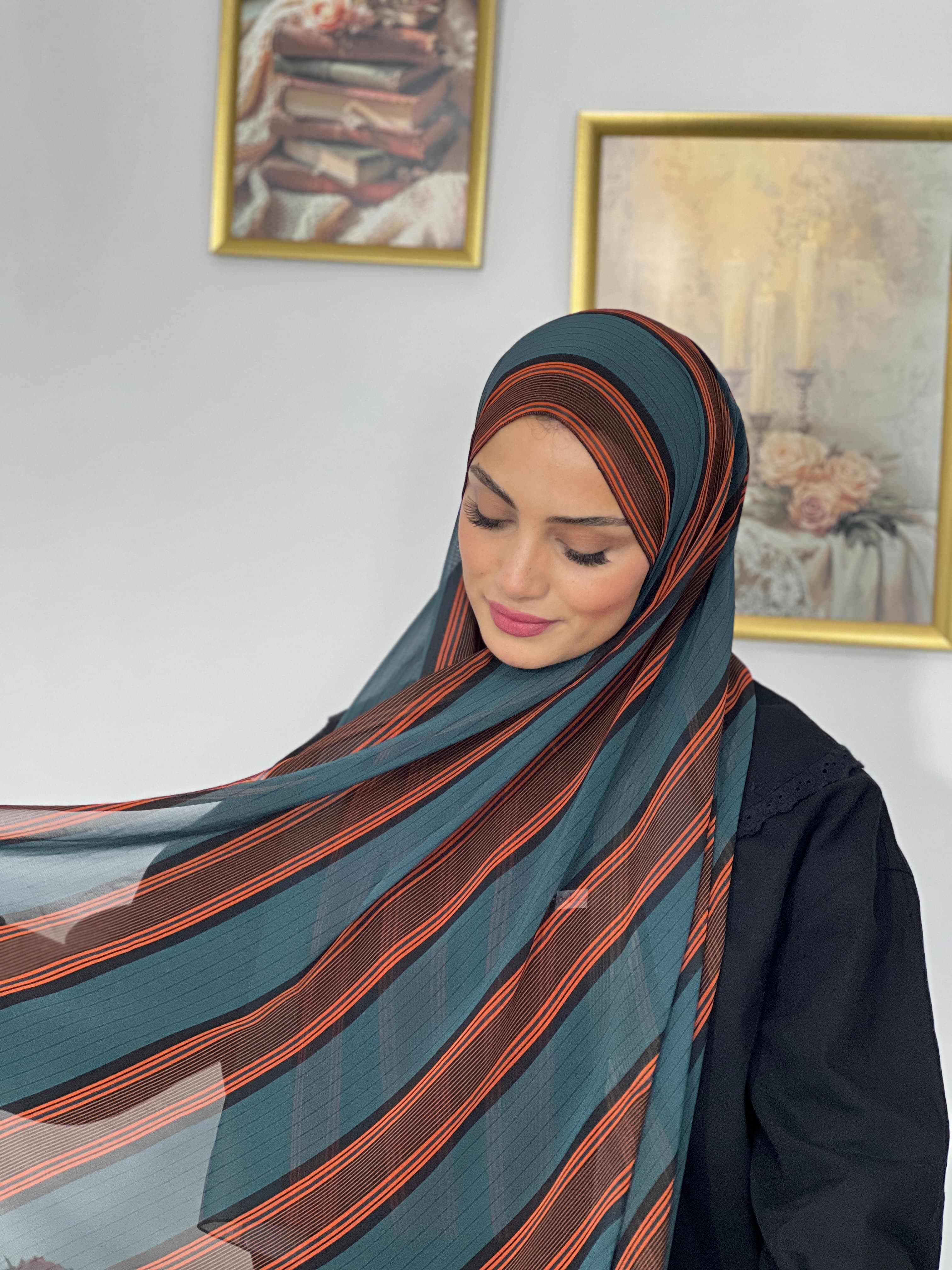 Allurina scarf - "Emerald Stripes"
