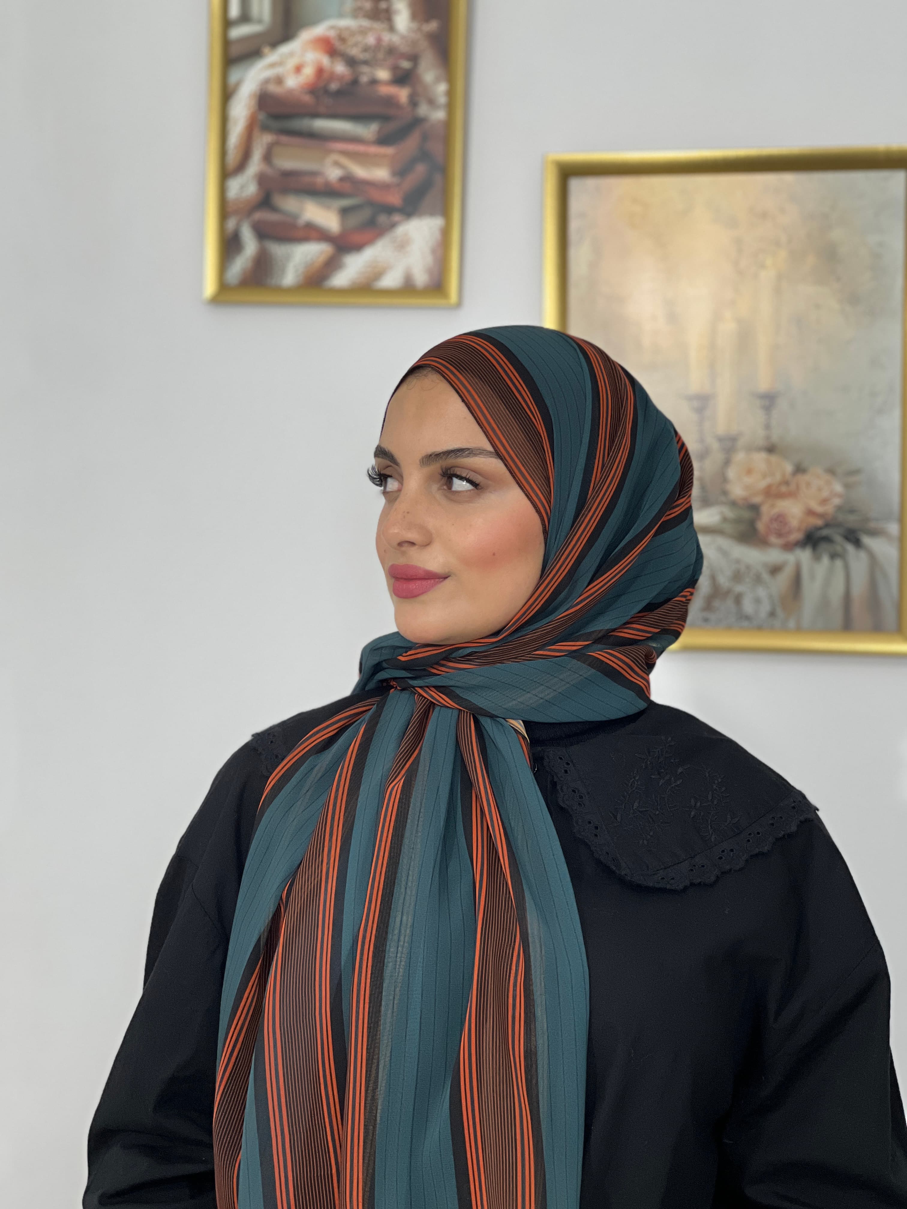 Allurina scarf - "Emerald Stripes"