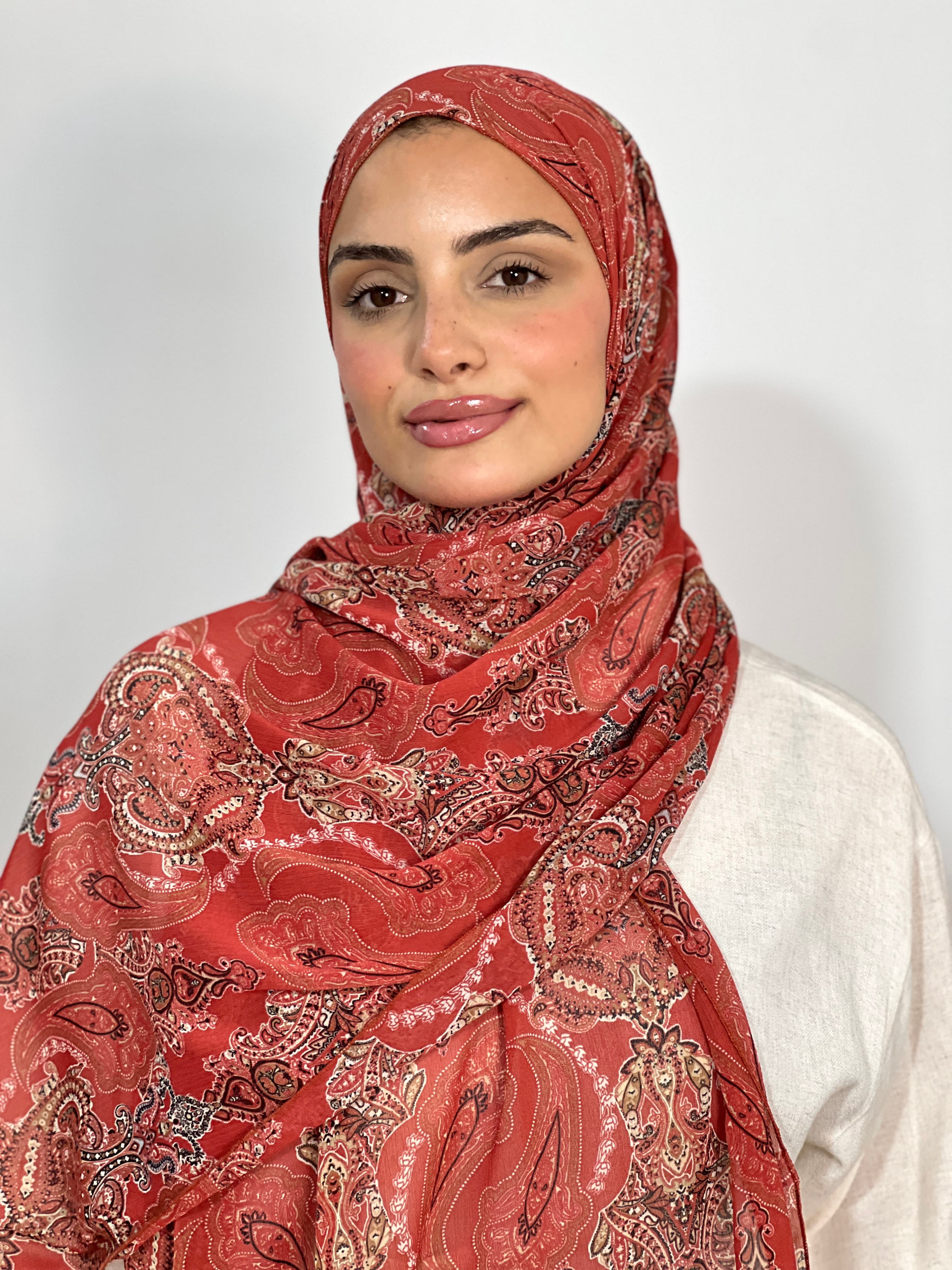 Allurina scarf - "Terracotta Paisley"