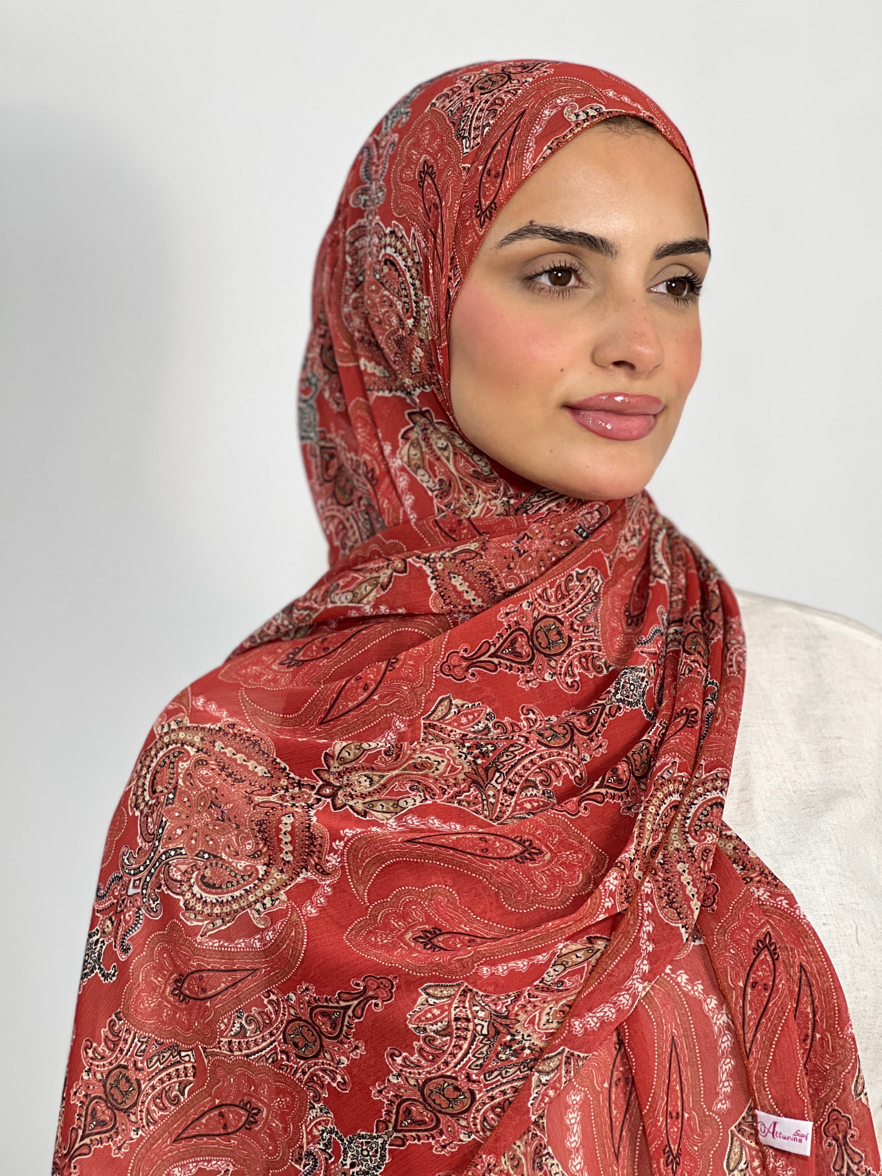 Allurina scarf - "Terracotta Paisley"