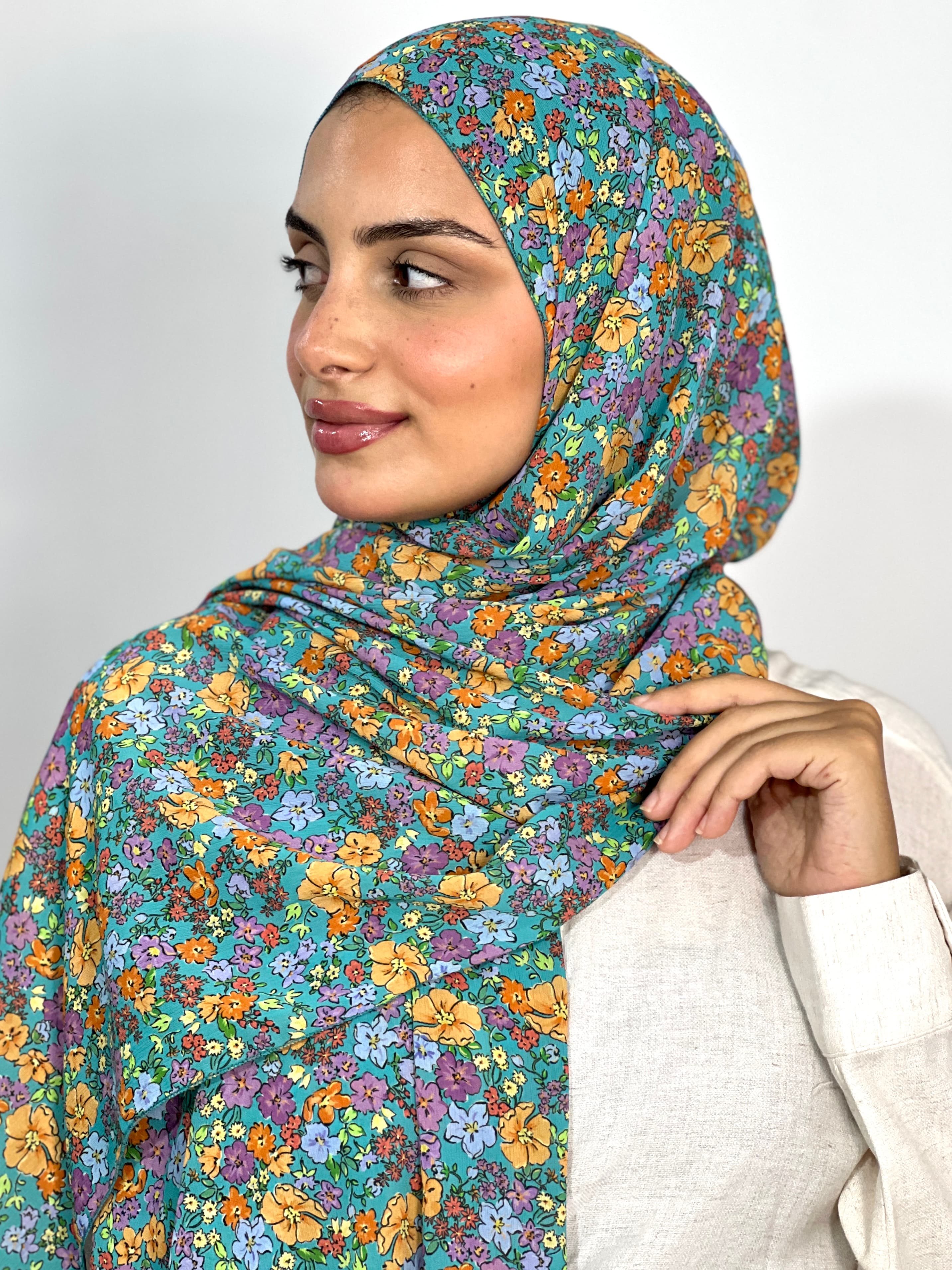 Allurina scarf - "Teal Florette"