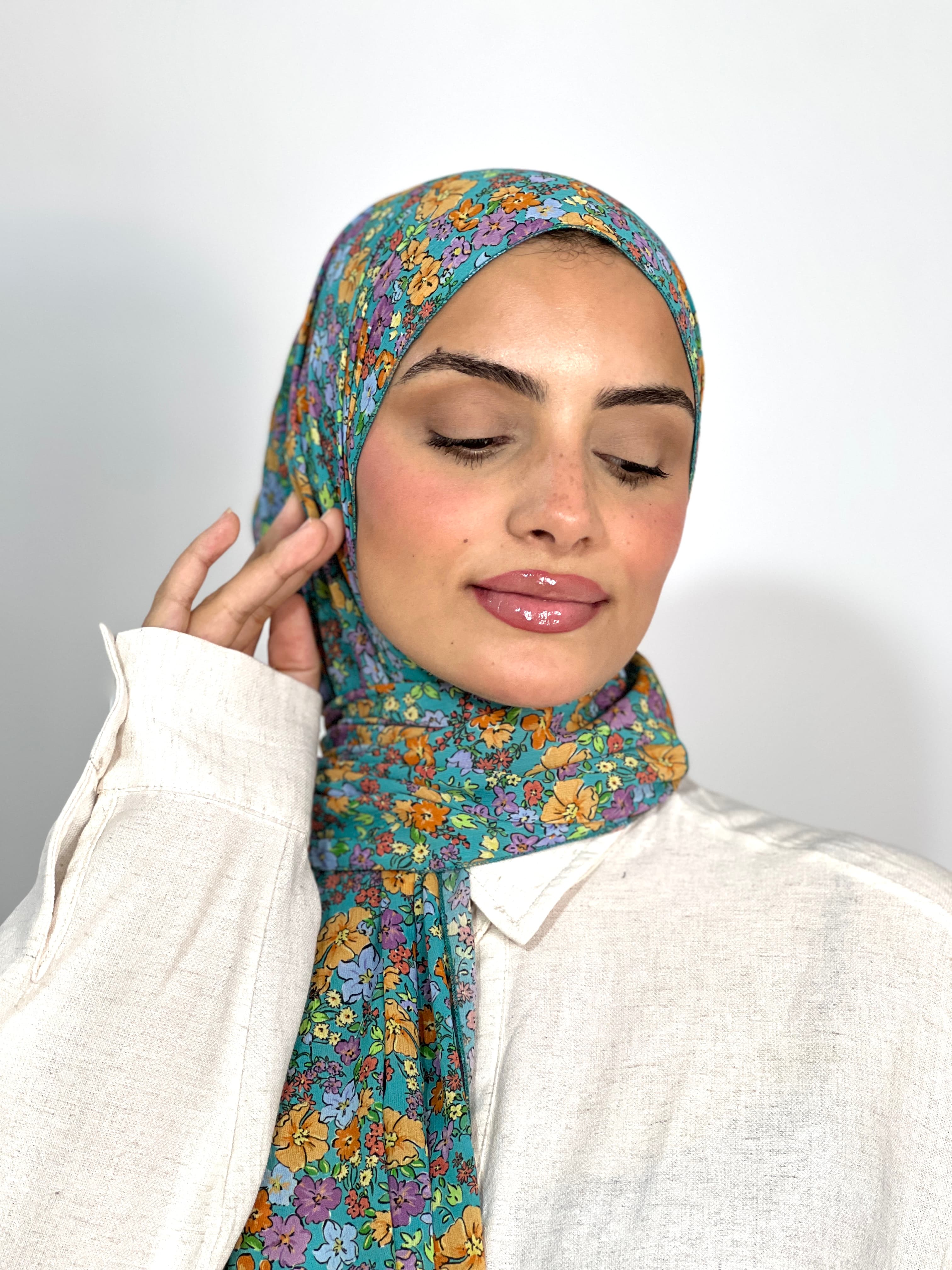 Allurina scarf - "Teal Florette"