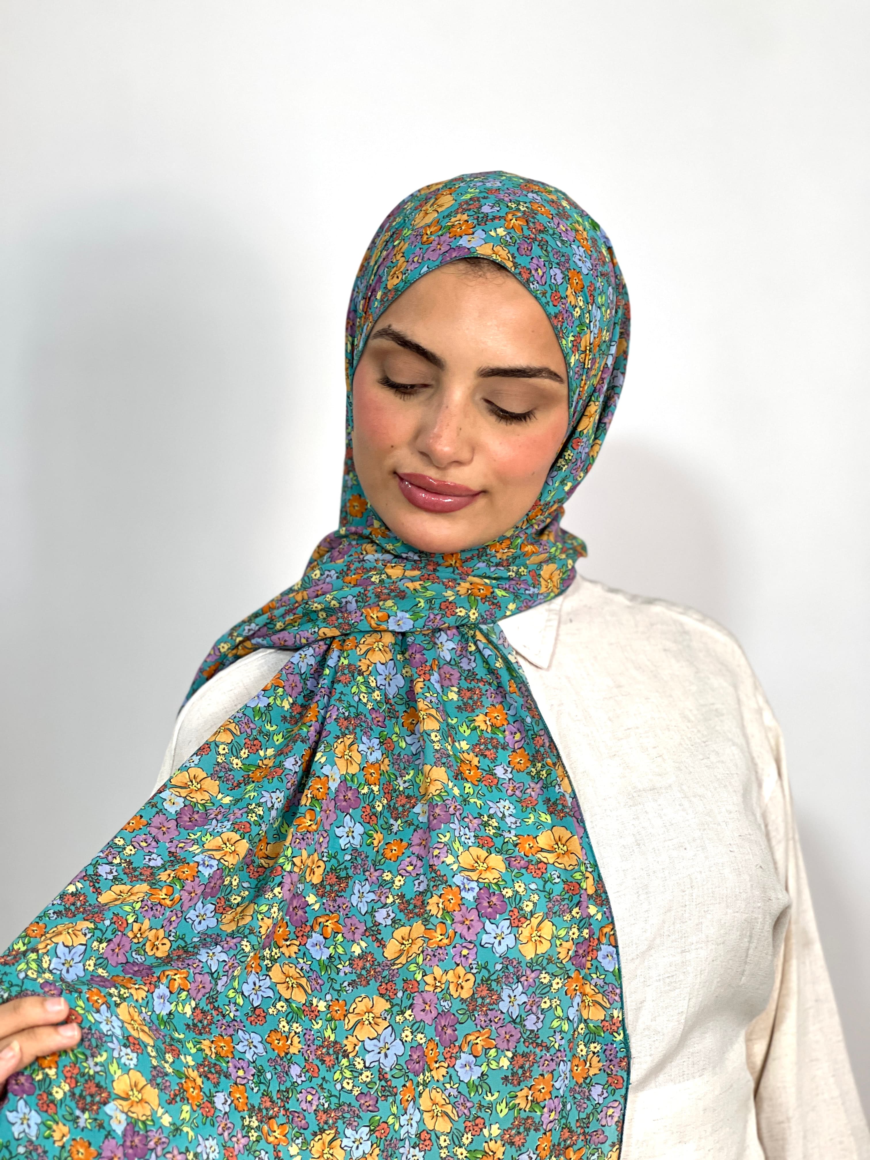 Allurina scarf - "Teal Florette"