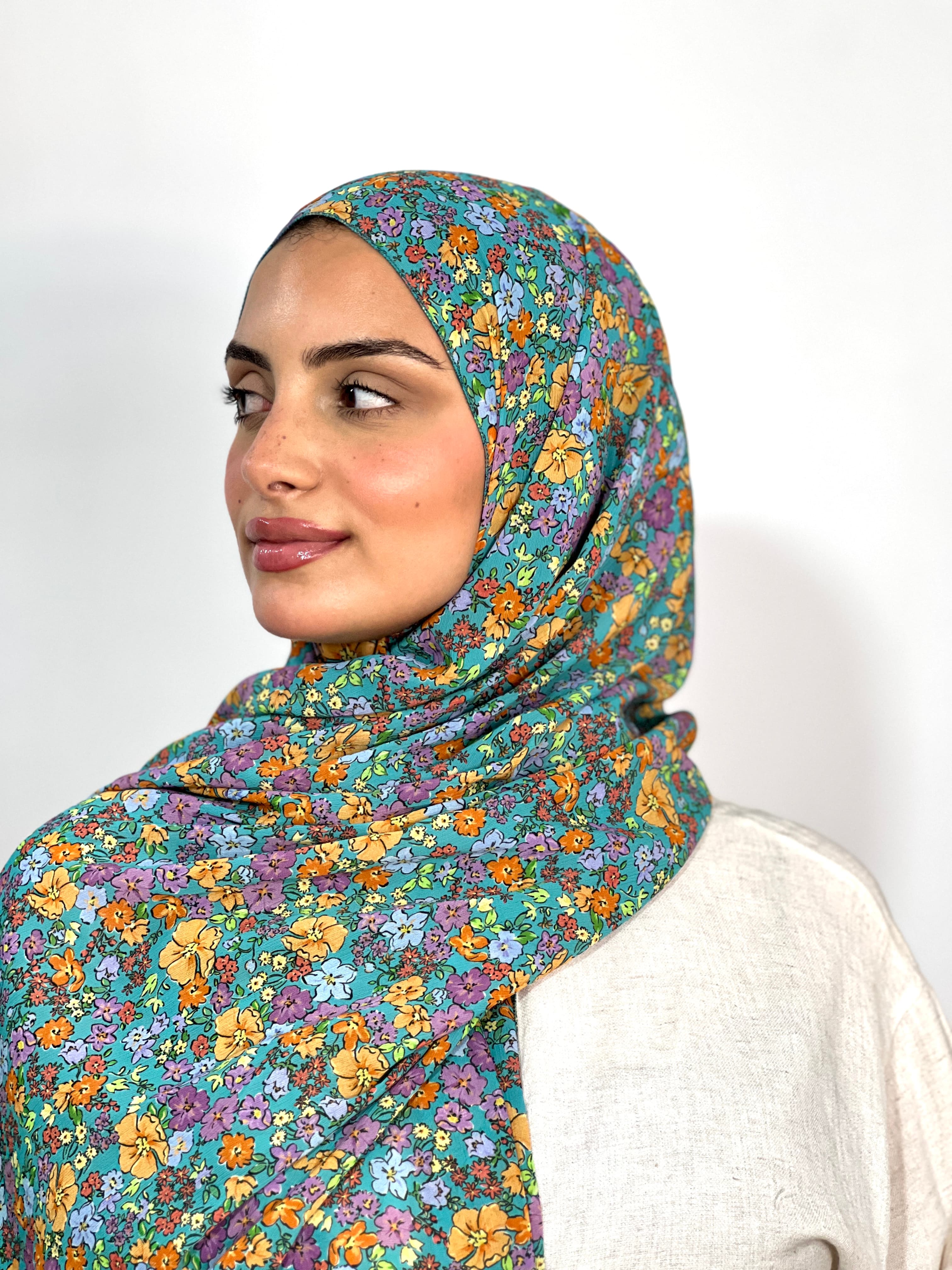 Allurina scarf - "Teal Florette"