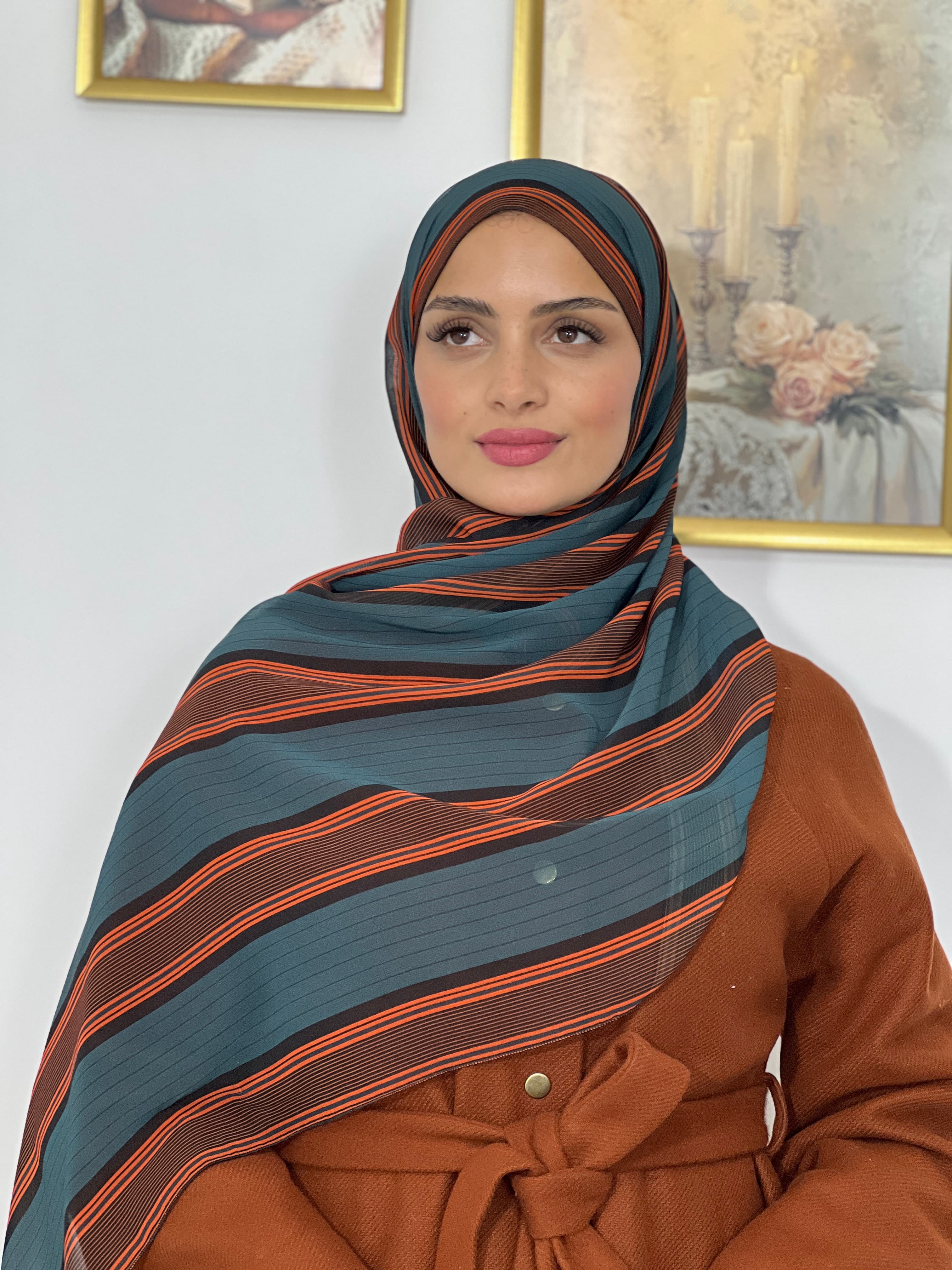Allurina scarf - "Emerald Stripes"