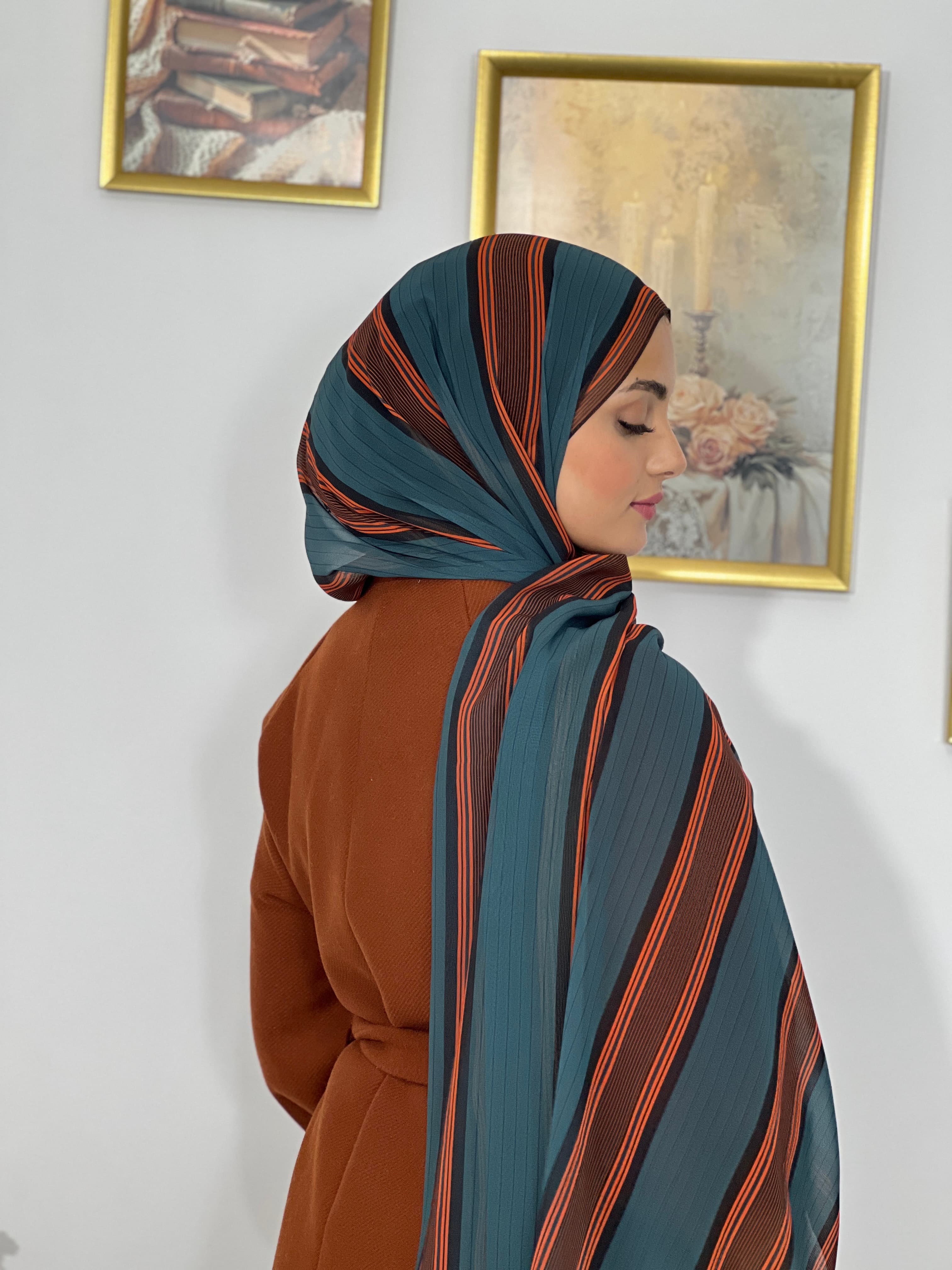 Allurina scarf - "Emerald Stripes"