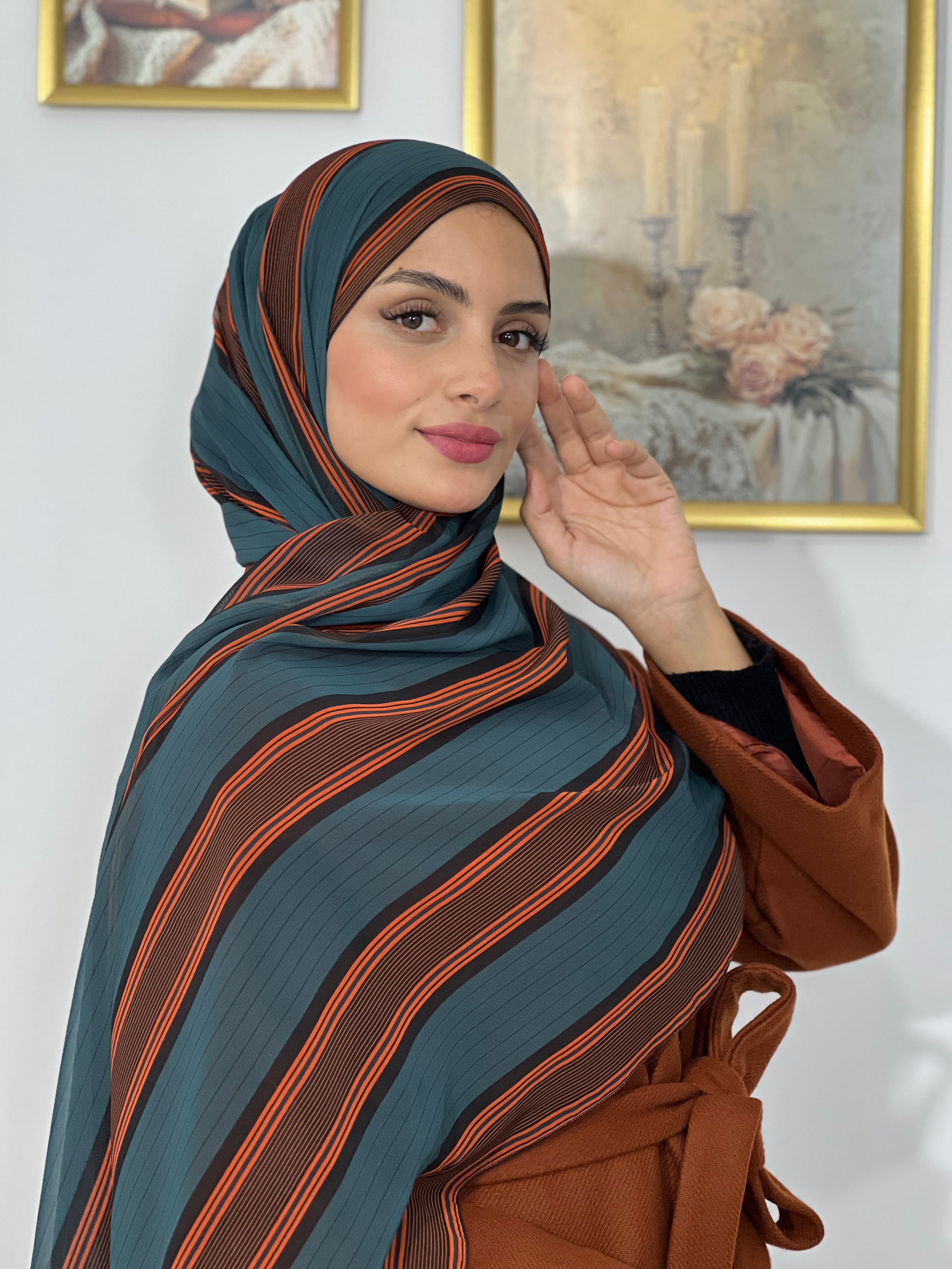 Allurina scarf - "Emerald Stripes"