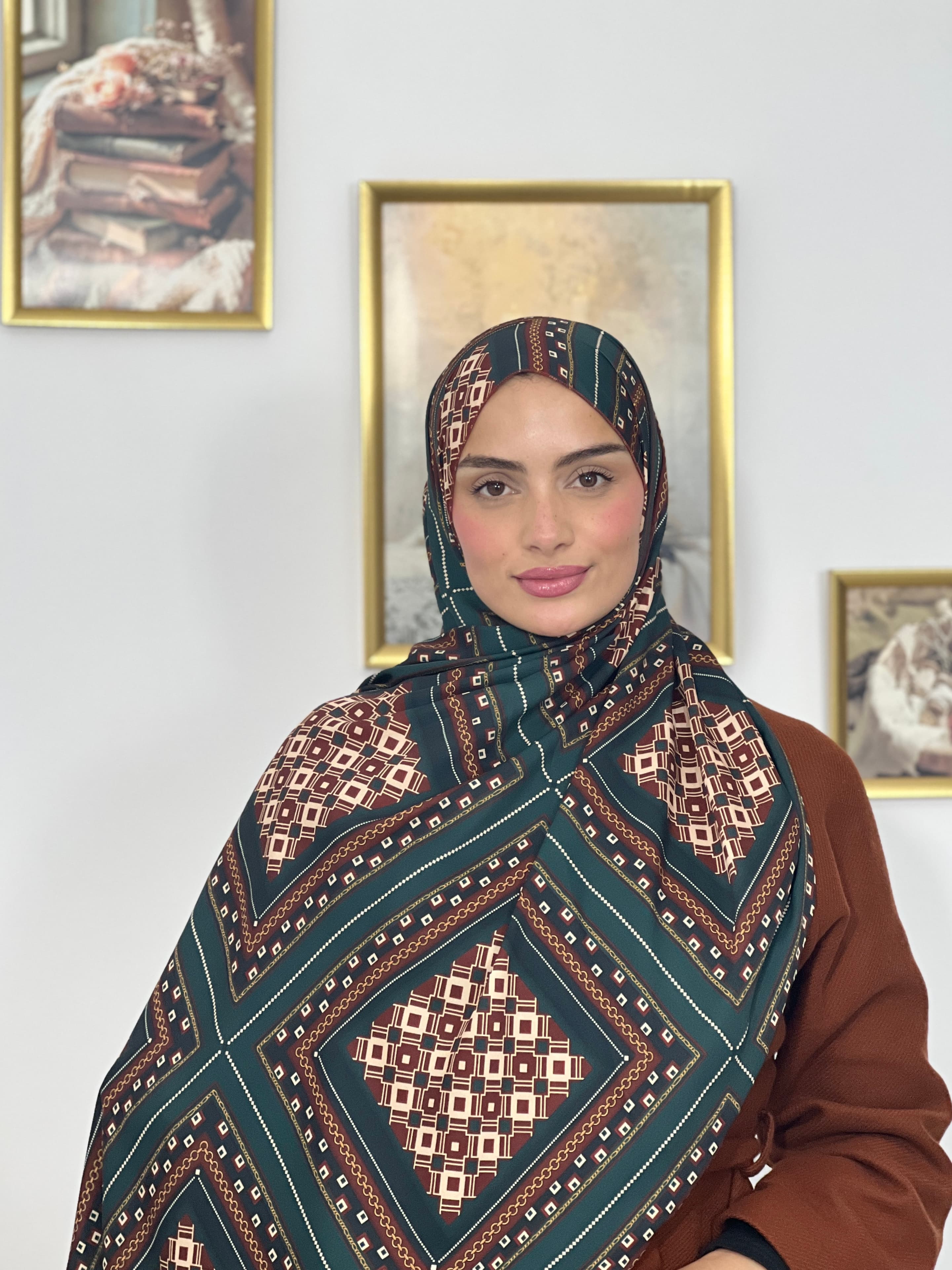 Allurina scarf - "Emerald Kilim"