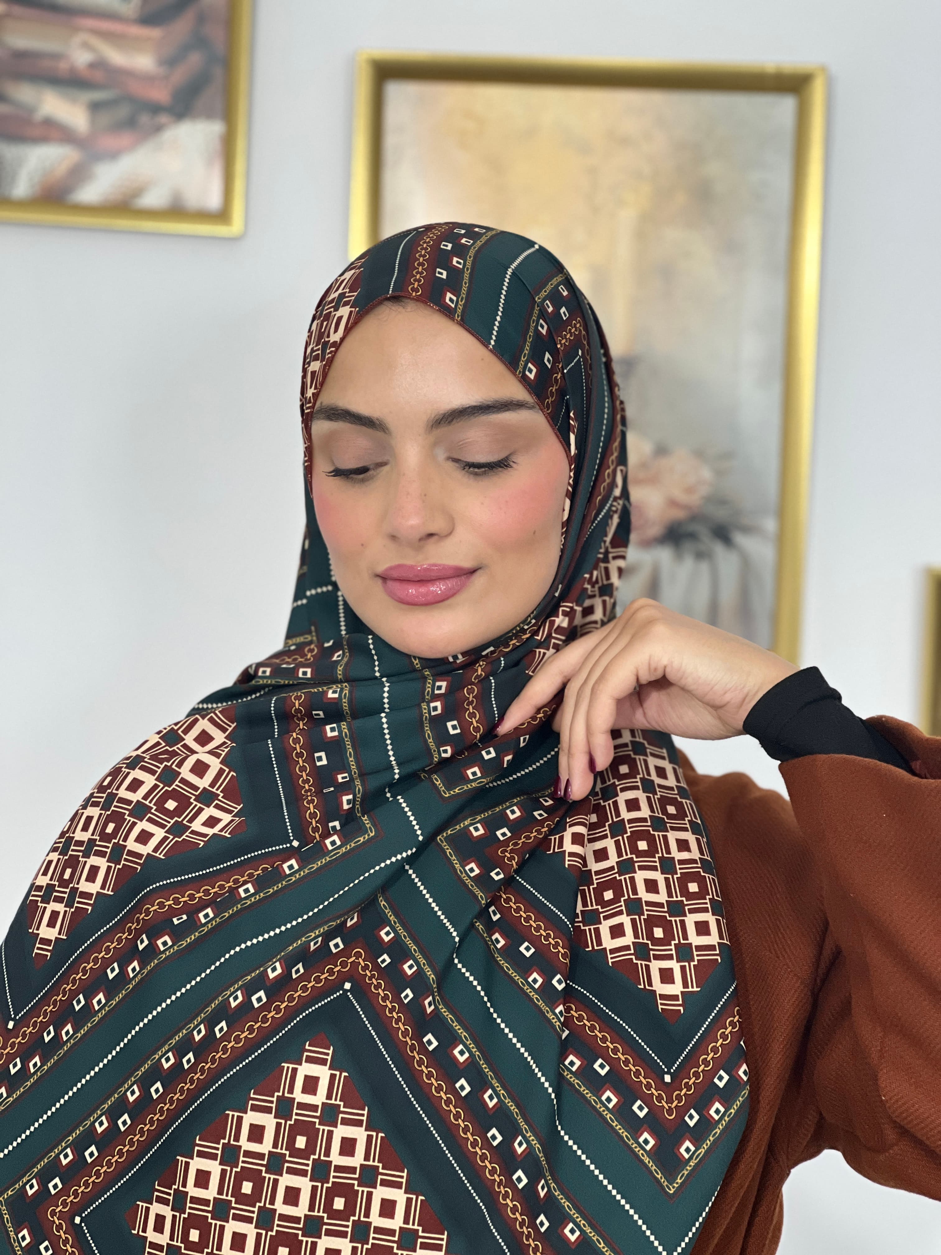 Allurina scarf - "Emerald Kilim"