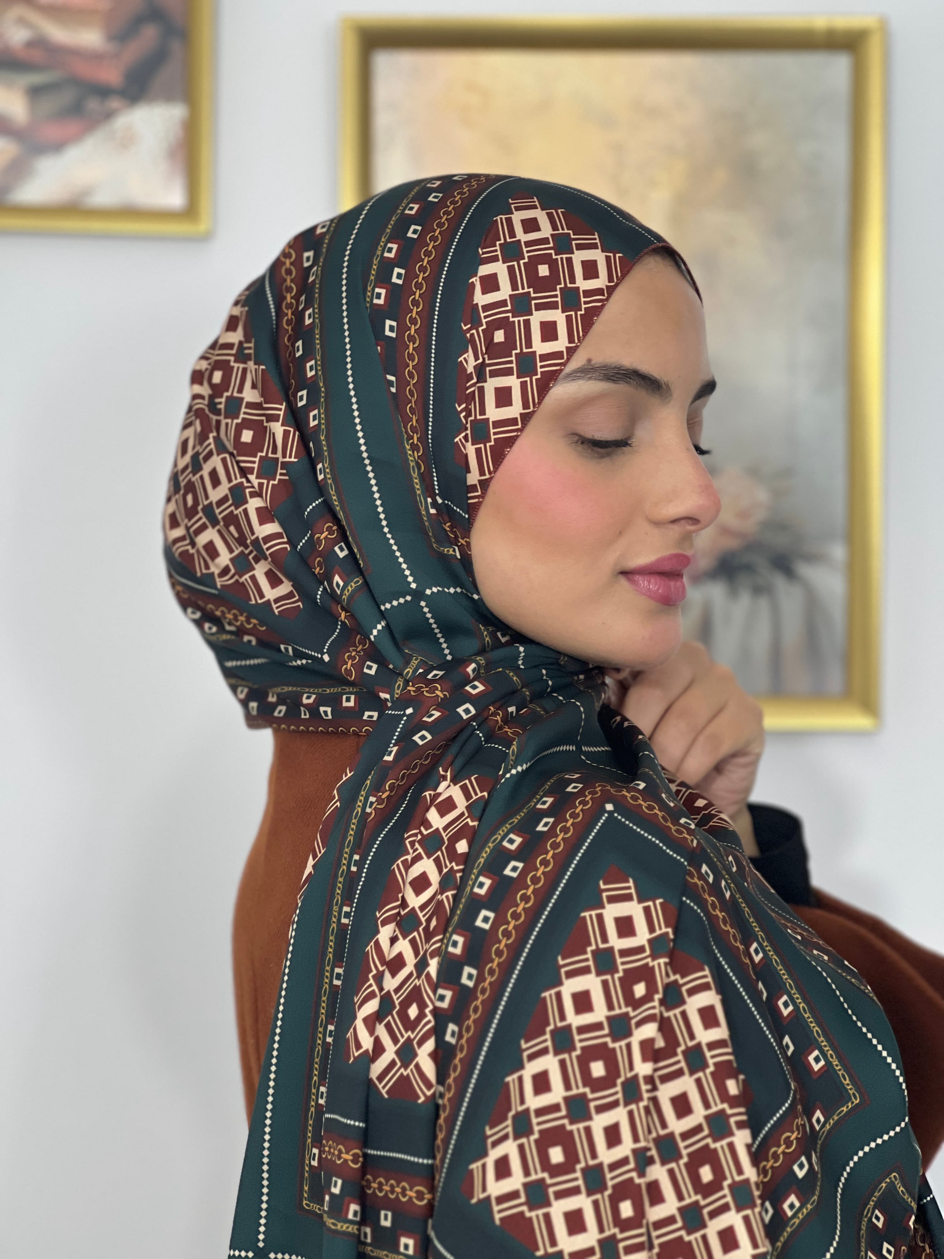 Allurina scarf - "Emerald Kilim"