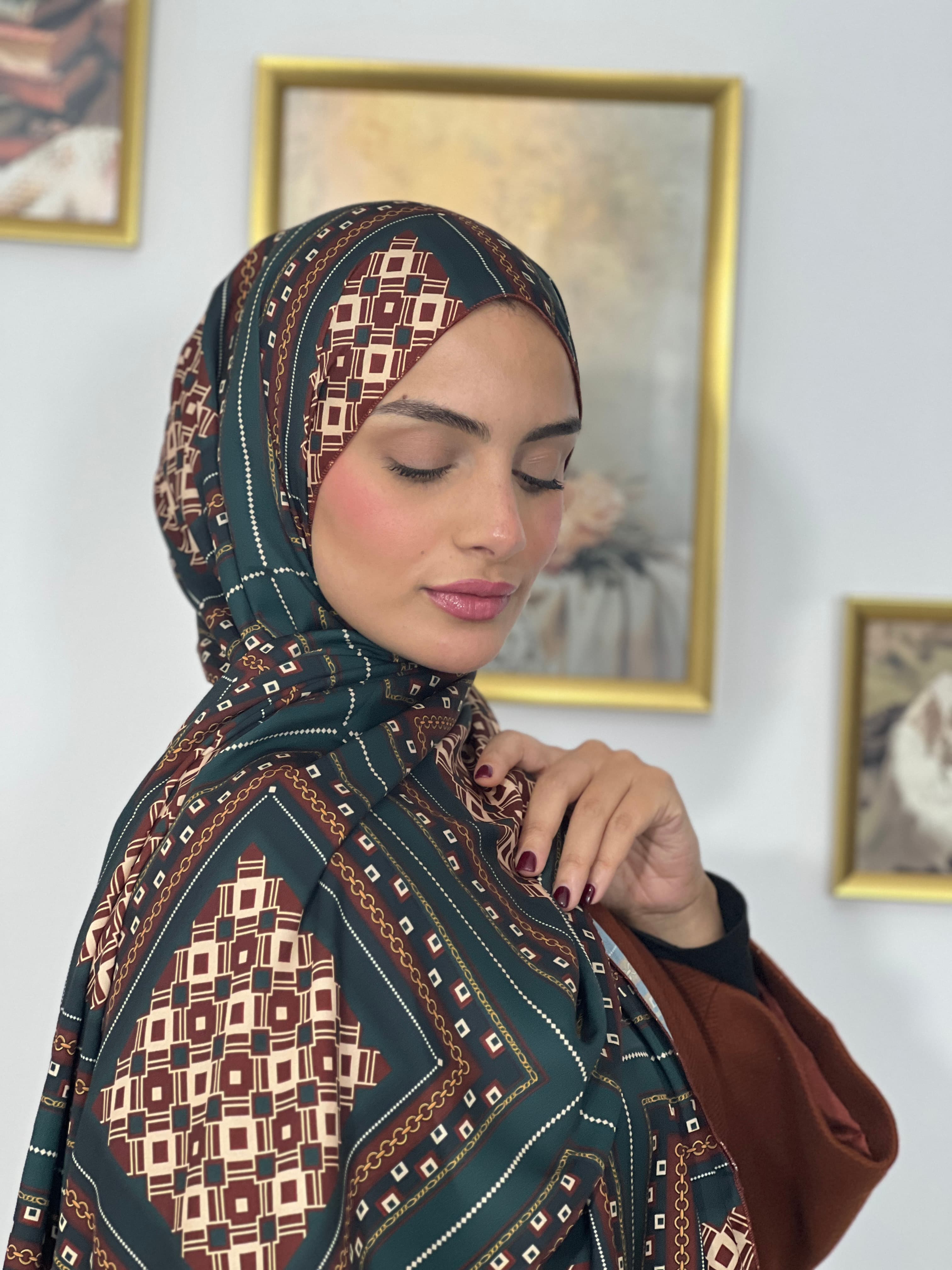Allurina scarf - "Emerald Kilim"
