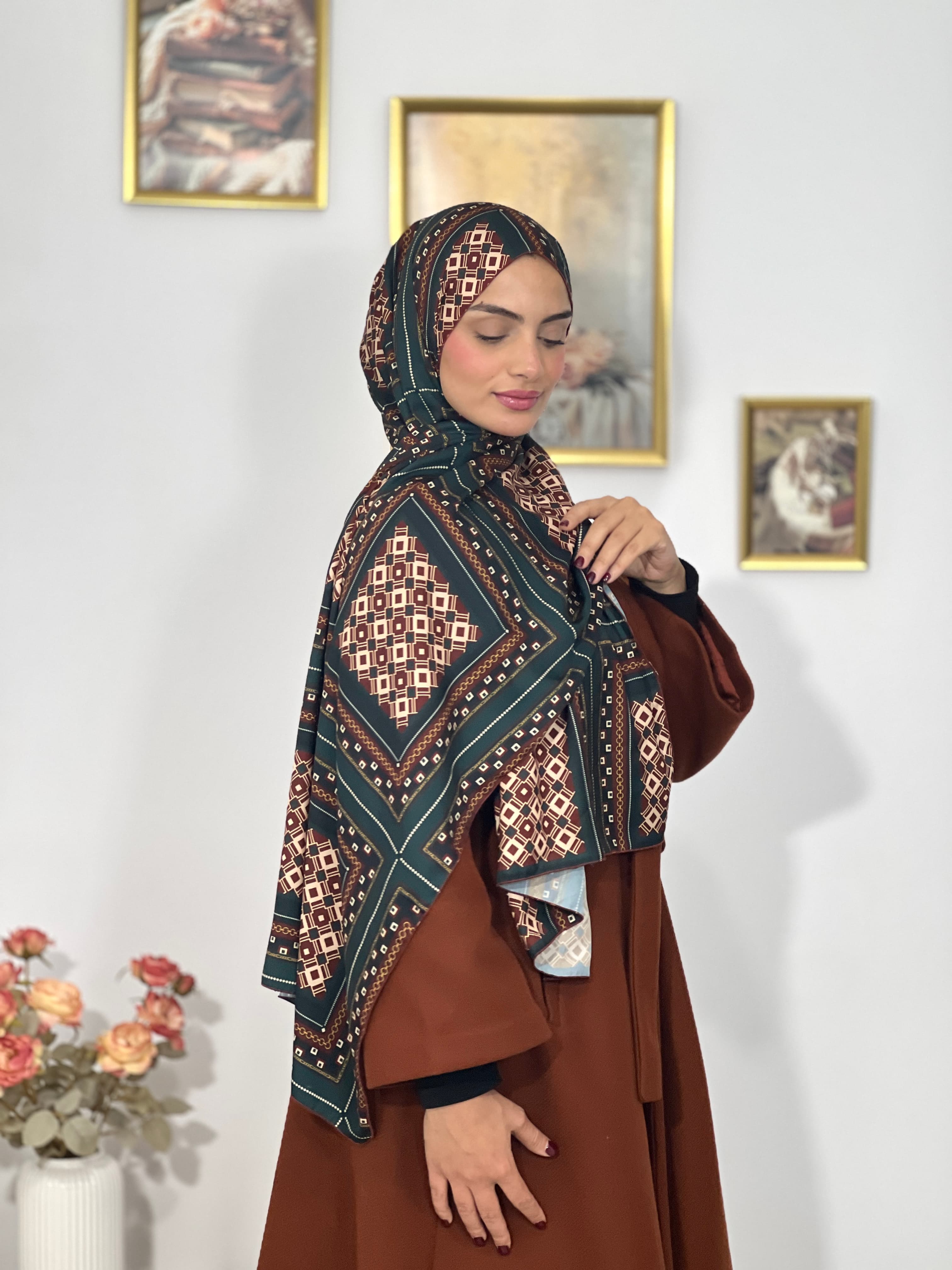 Allurina scarf - "Emerald Kilim"