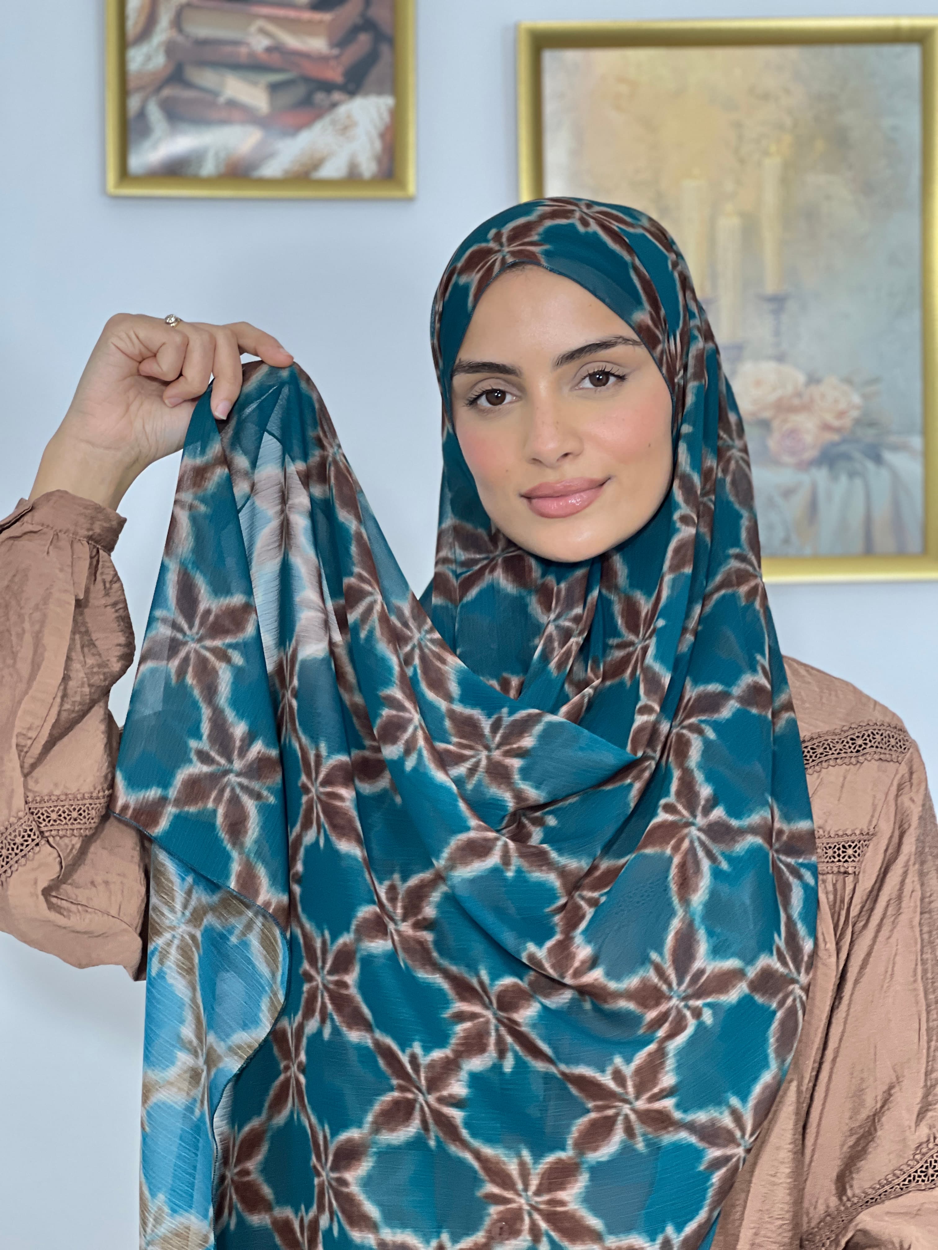 Allurina scarf - "Teal Shibori"