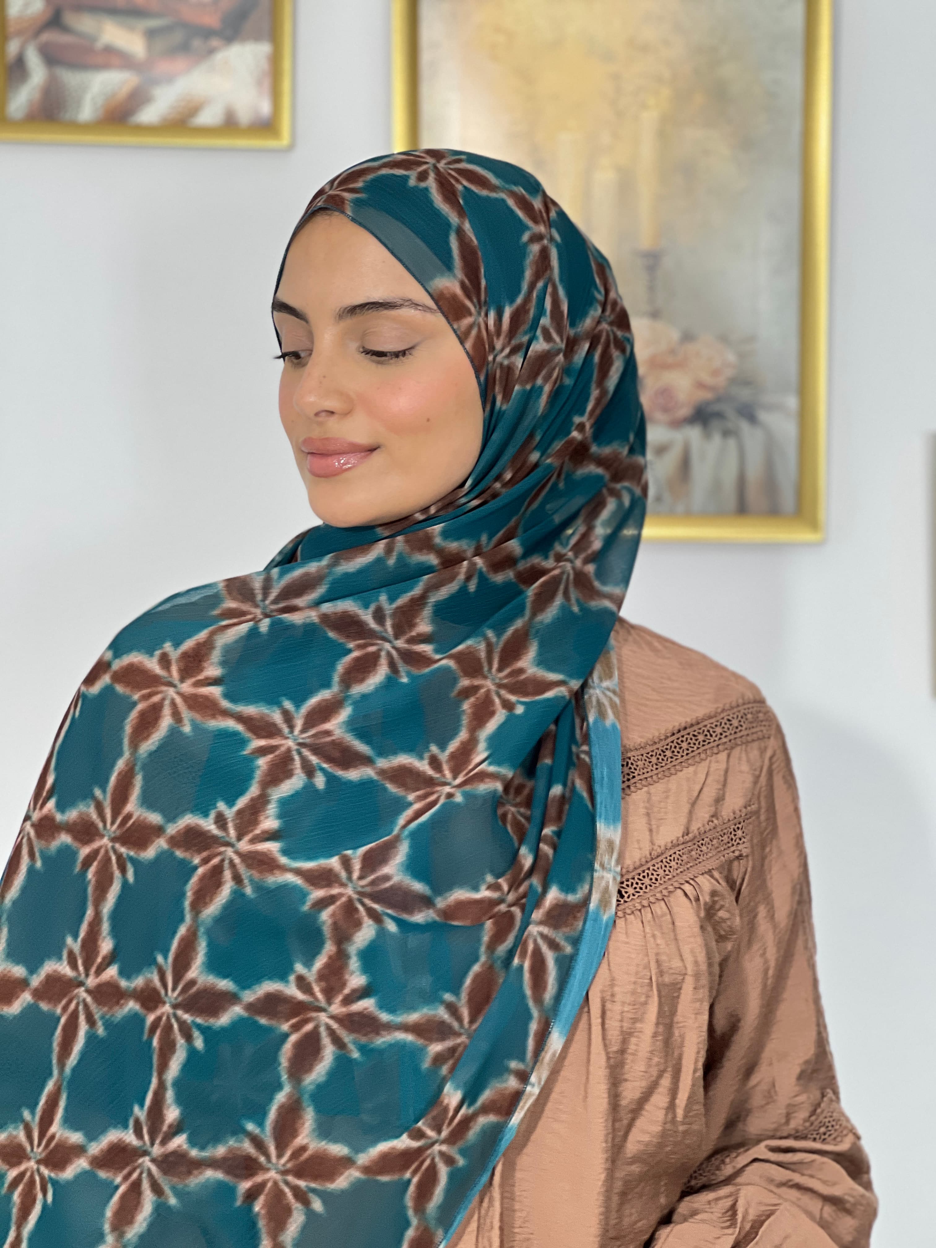 Allurina scarf - "Teal Shibori"