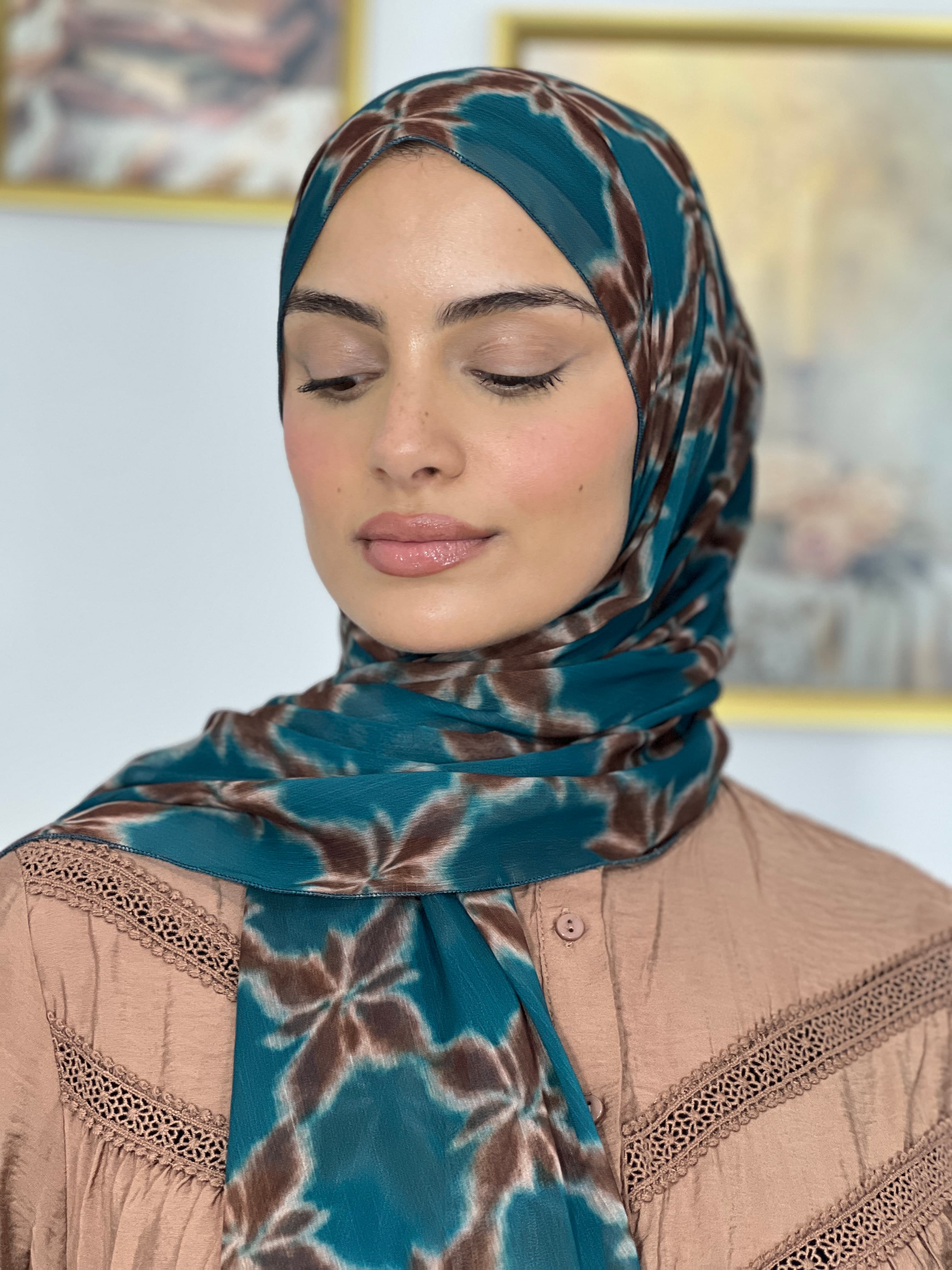 Allurina scarf - "Teal Shibori"