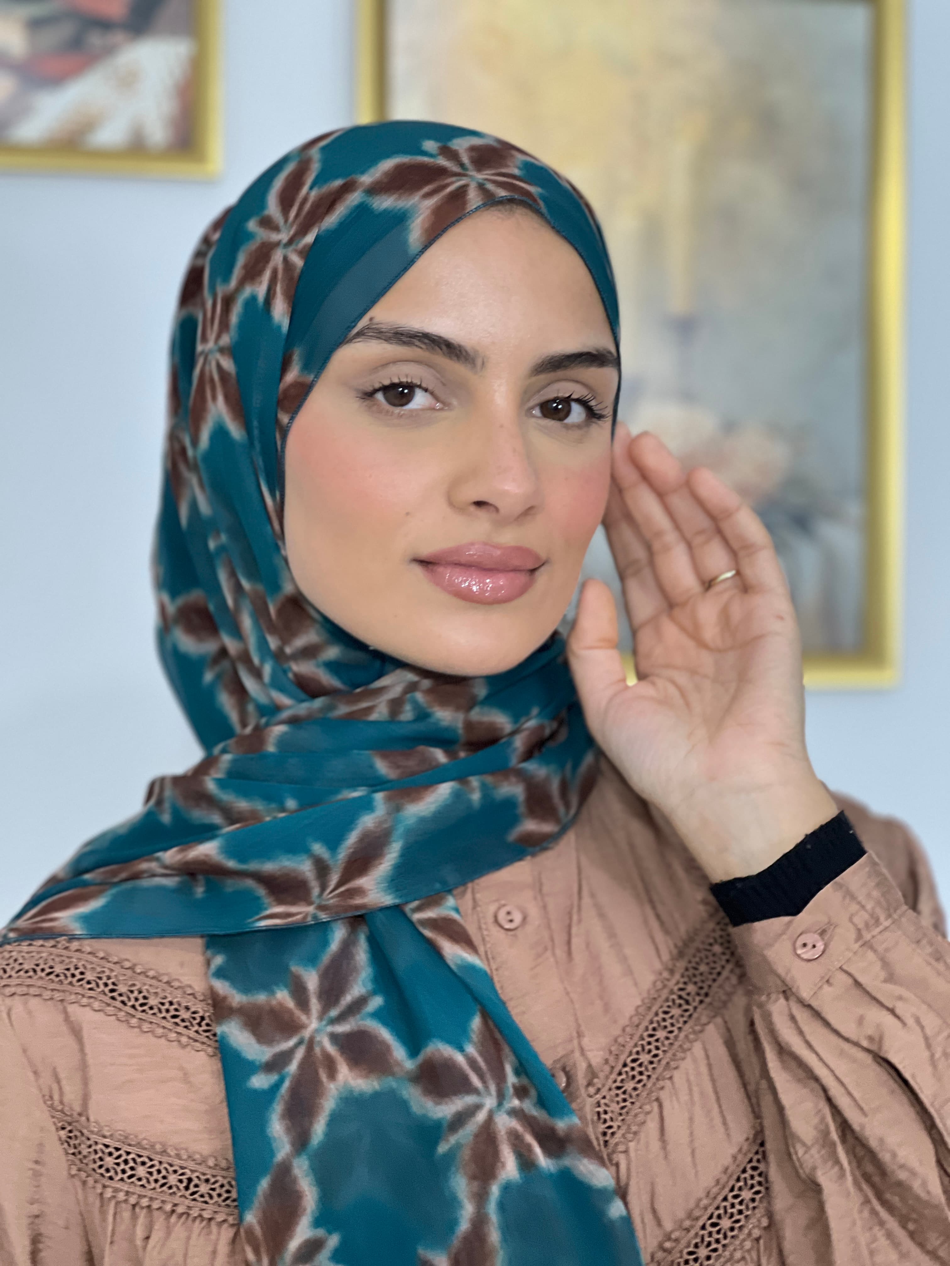 Allurina scarf - "Teal Shibori"